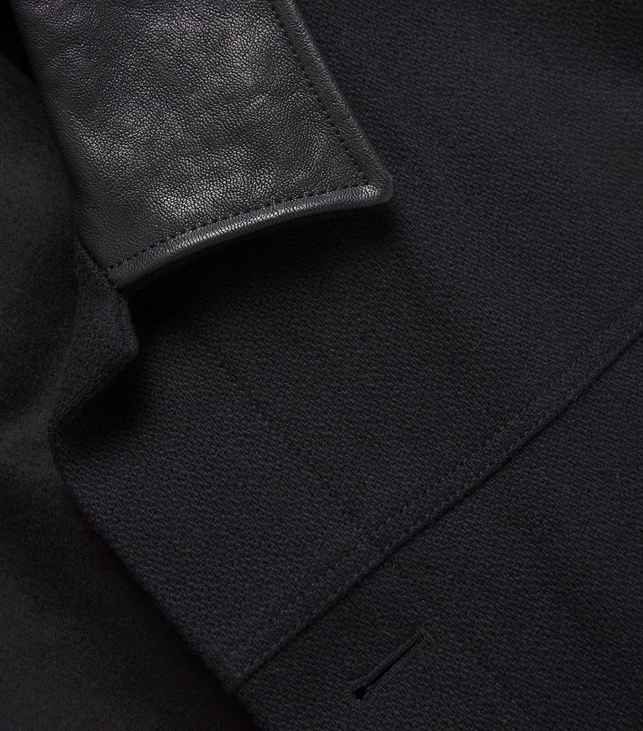 Wool-Blend Leather-Collar Jacket BLACK Image 5