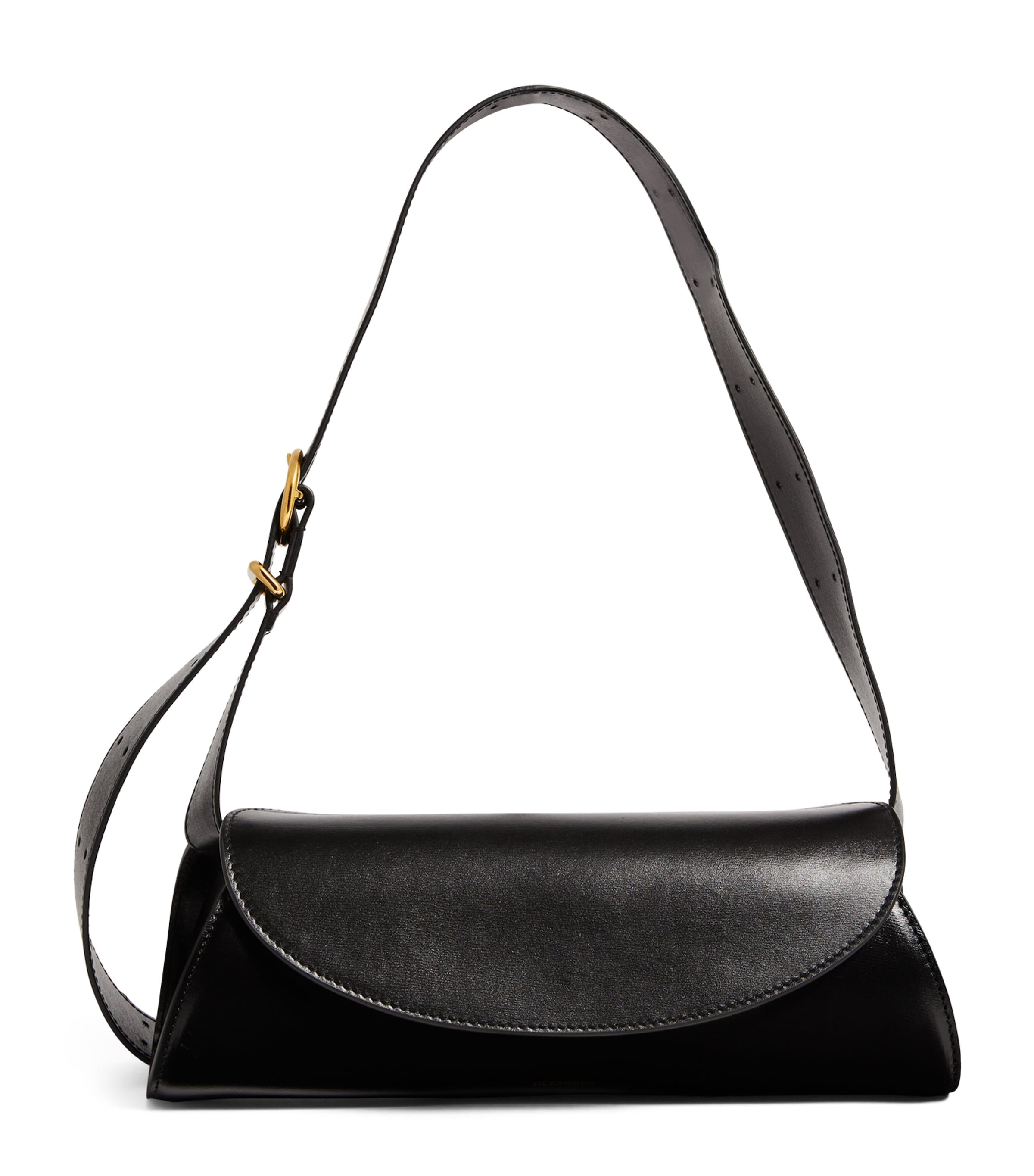 Jil Sander Leather Cannolo Shoulder Bag In Black