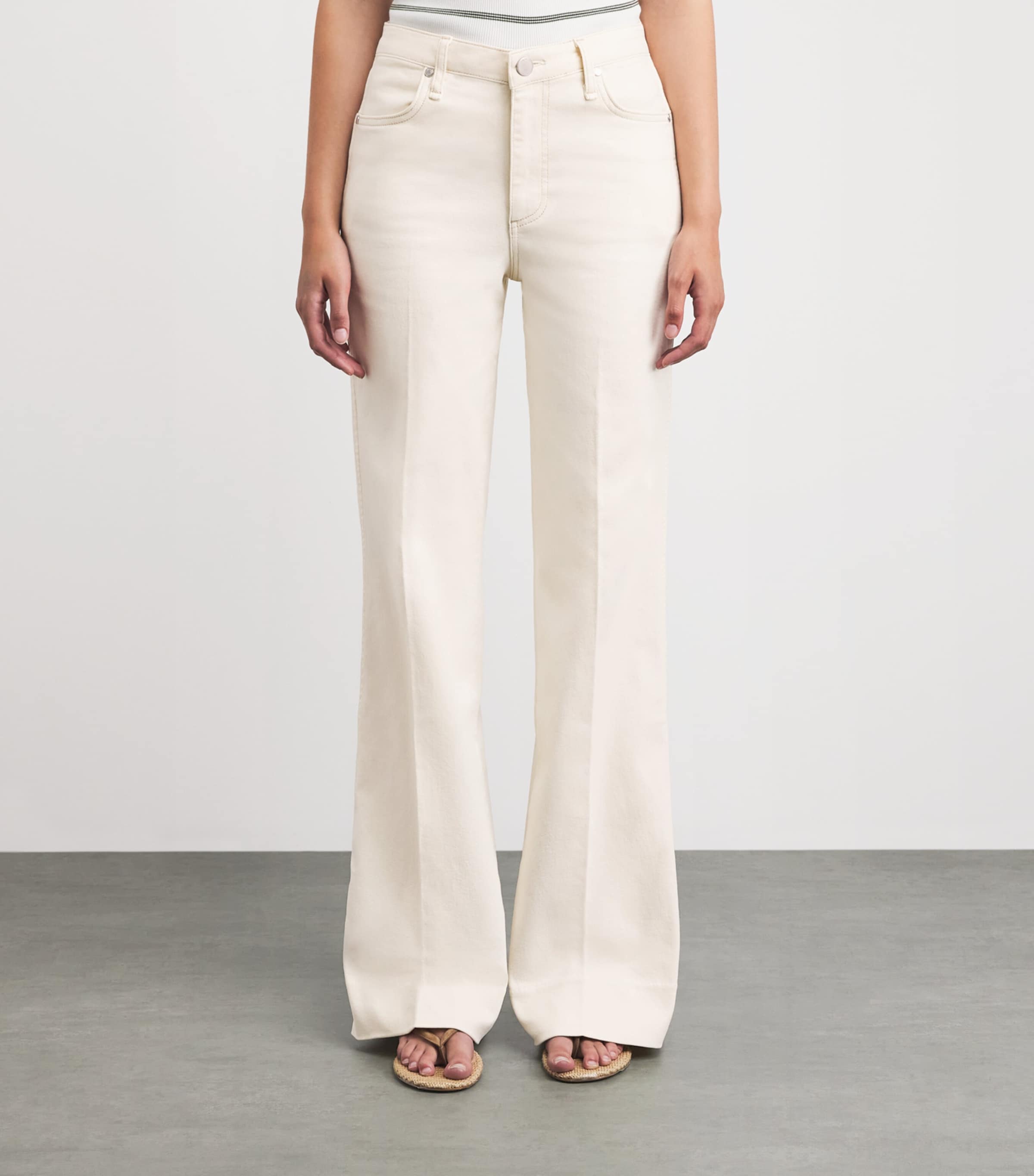 Rag & Bone Womens Ruby Flared Jeans Ecru Image 4