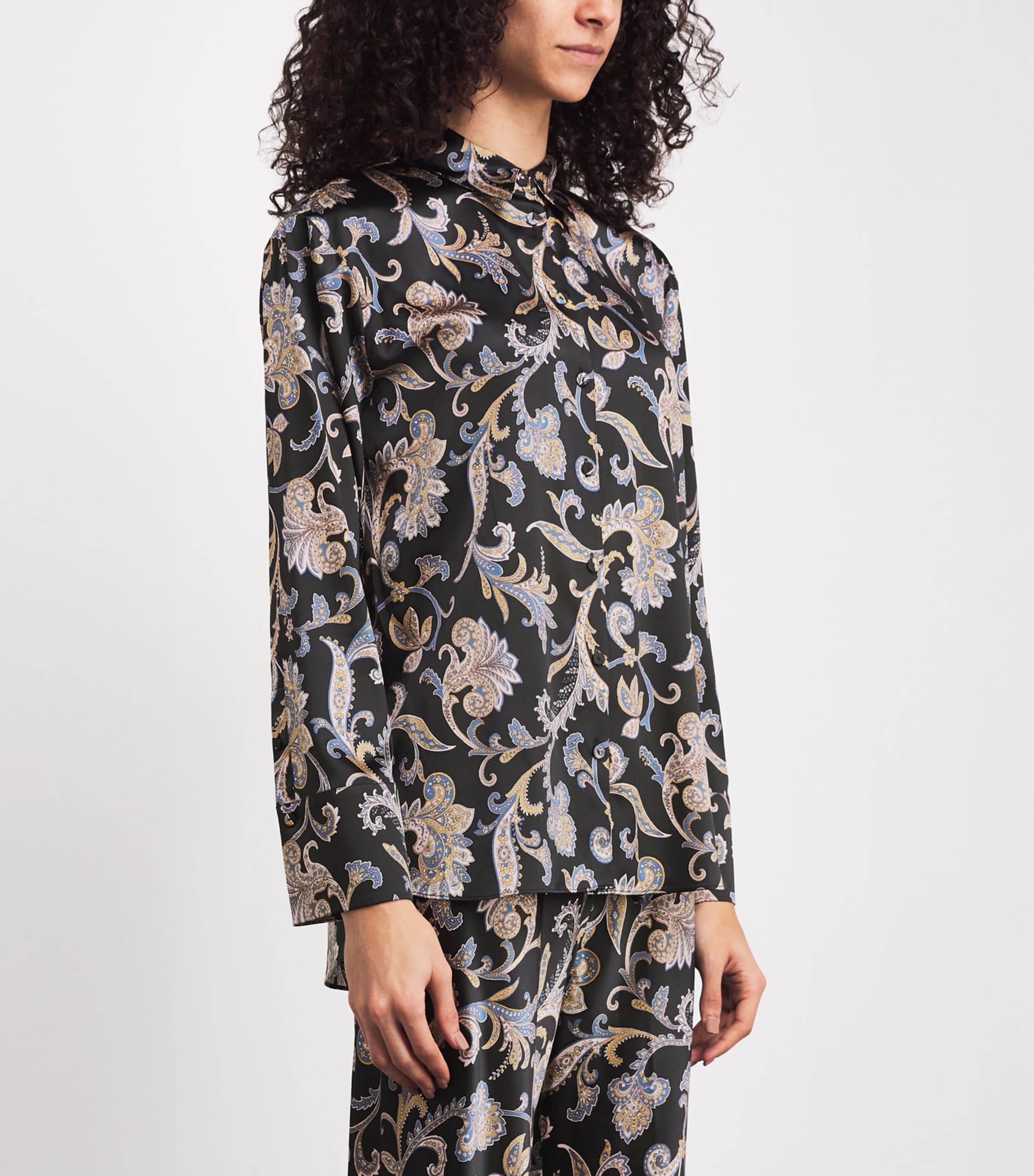 Veronica Beard Womens Paisley Lloyd Shirt Black Multi Image 4