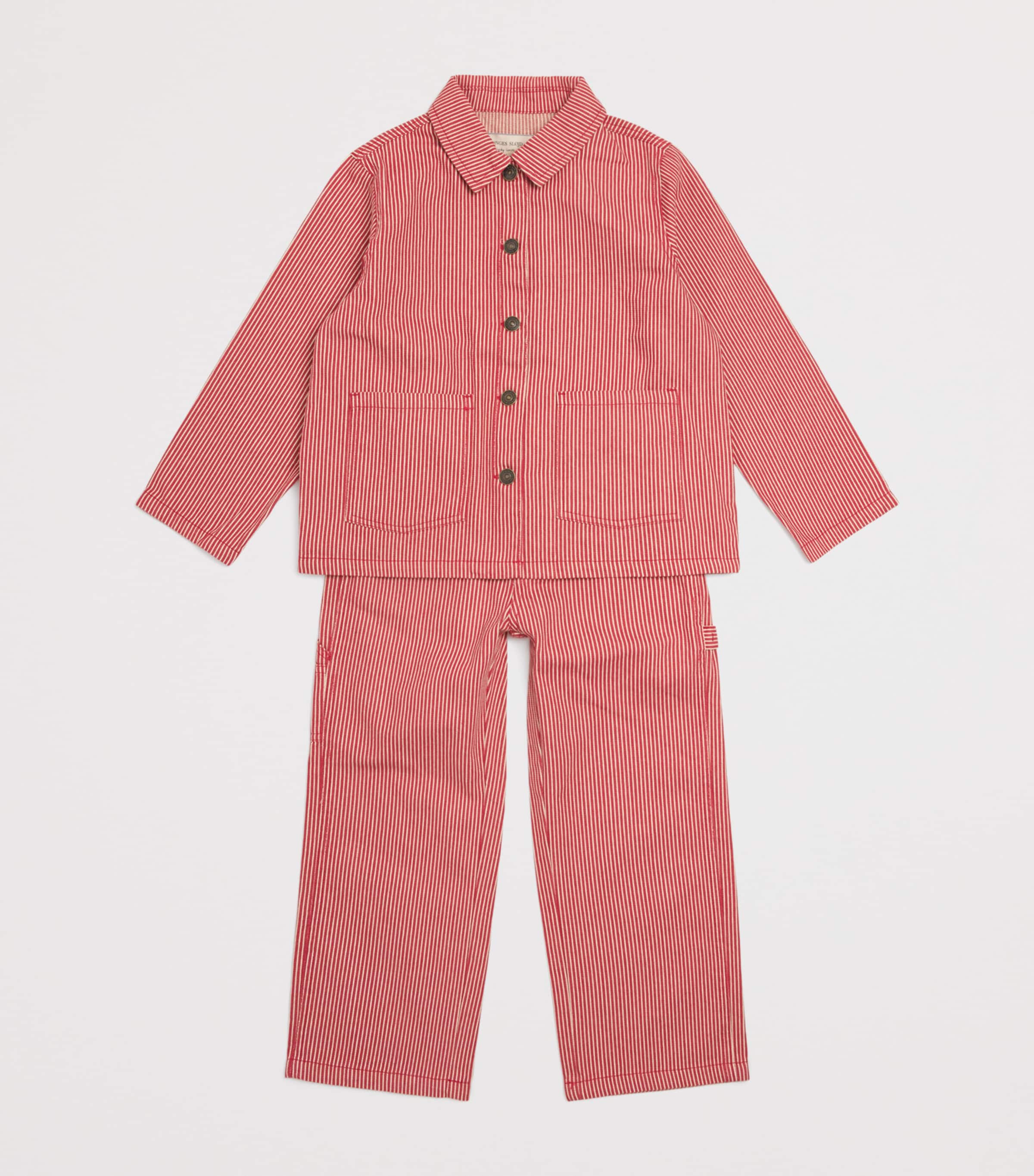 Organic Cotton Stripe Luc Trousers (18 Months-4 Years) P25119 MILK ROUGE Image 3