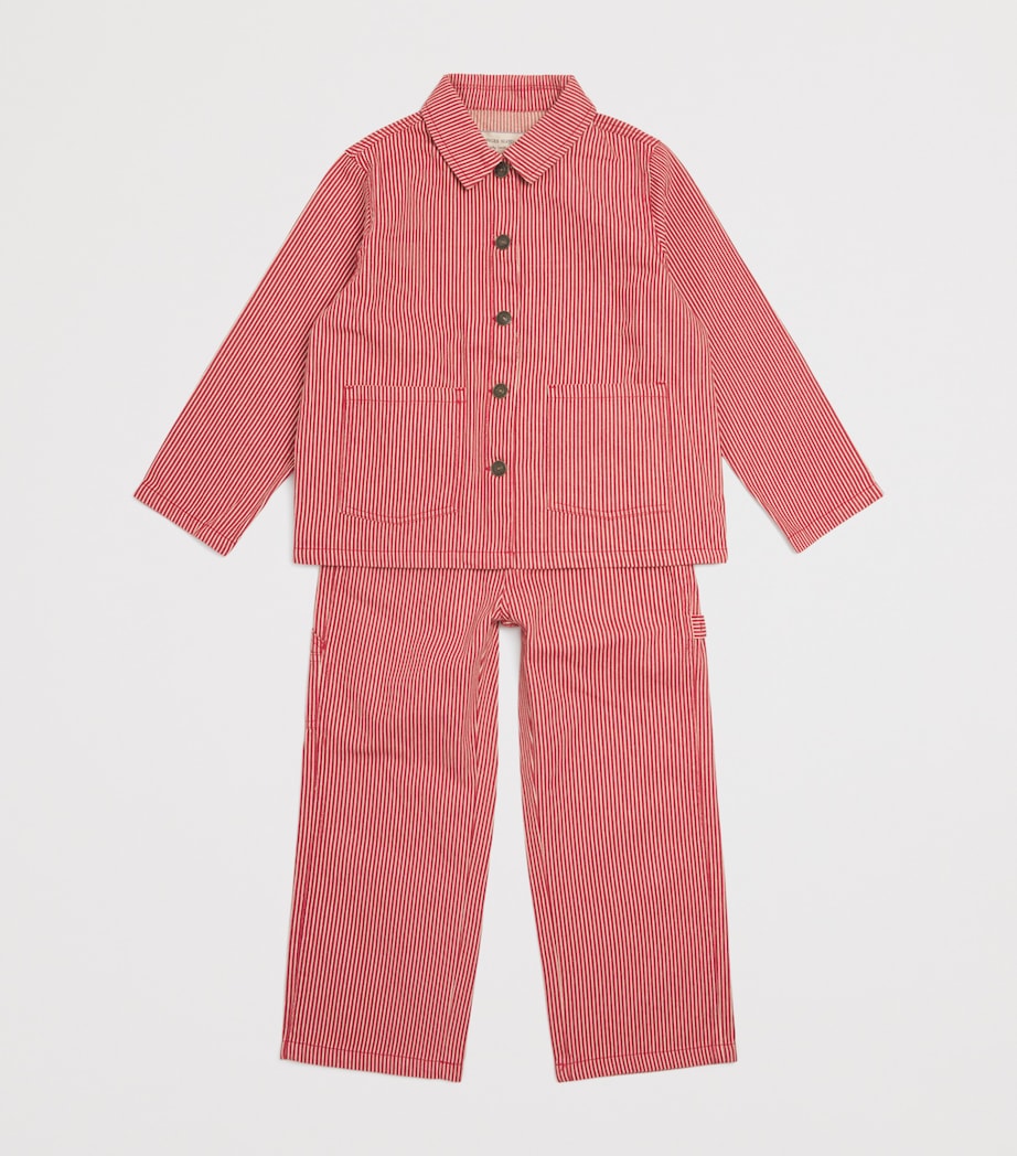 Organic Cotton Stripe Luc Trousers (18 Months-4 Years) P25119 MILK ROUGE Image 3