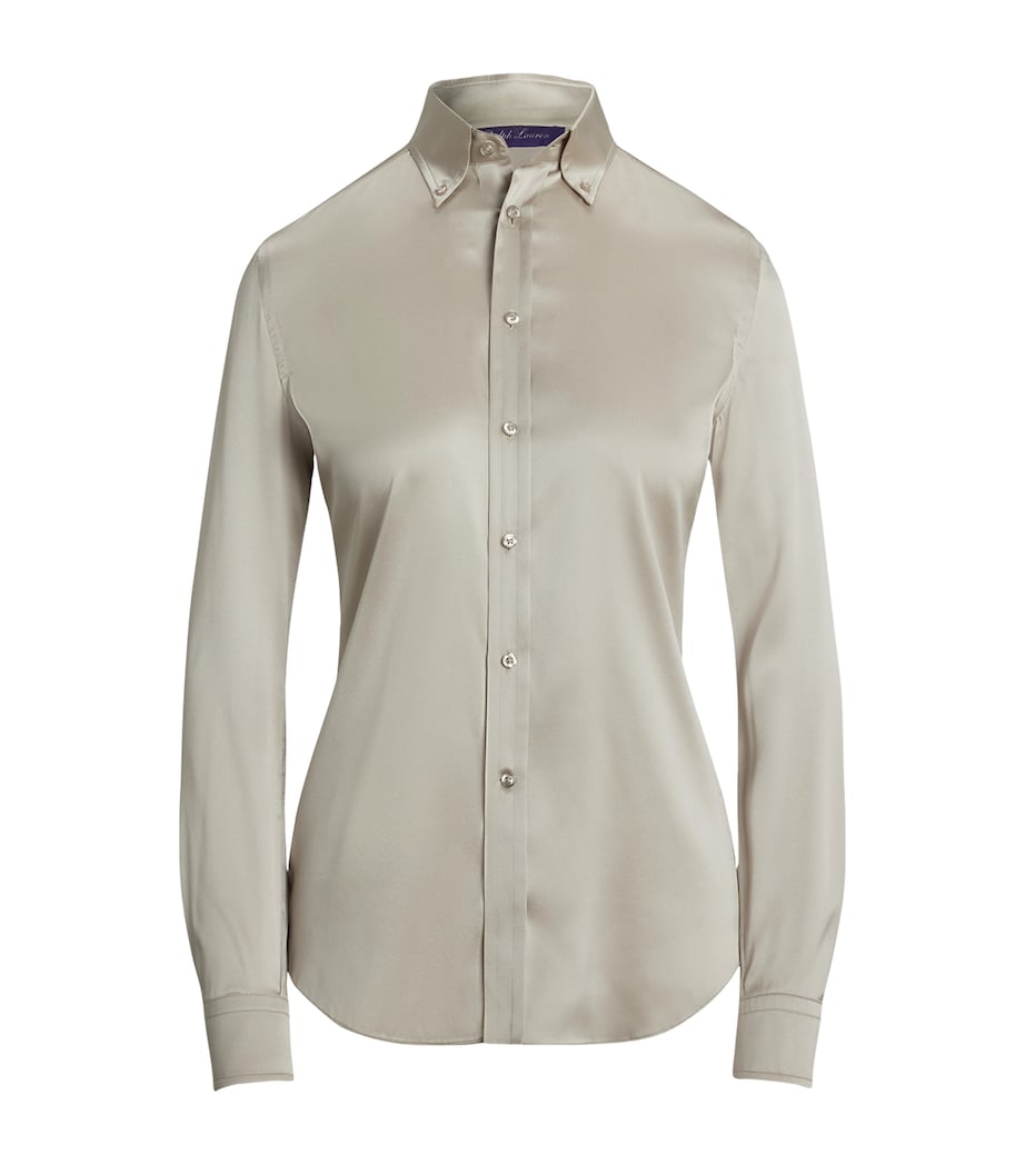 Ralph Lauren Collection Womens Stretch-Silk Cameron Shirt Mist Image 1