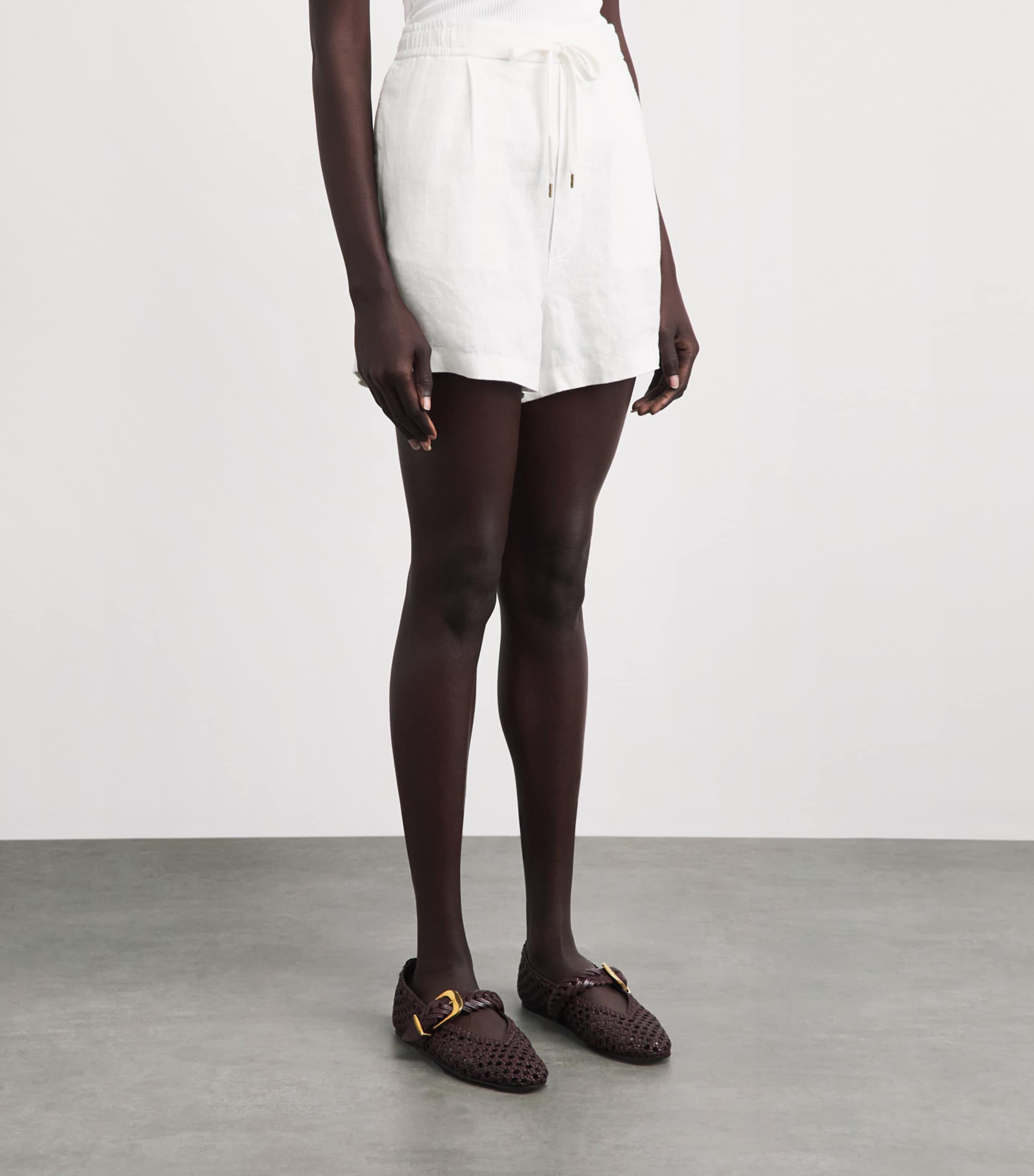 Polo Ralph Lauren Womens Linen Drawstring Shorts White Image 4