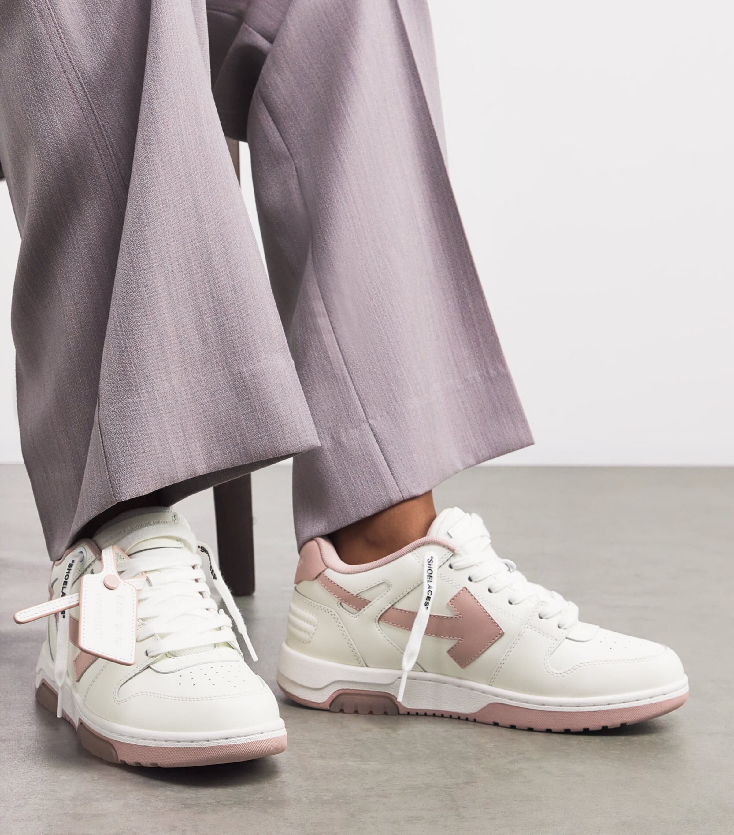 Off-White Leather Out of Office Sneakers Pink Comb Image 5
