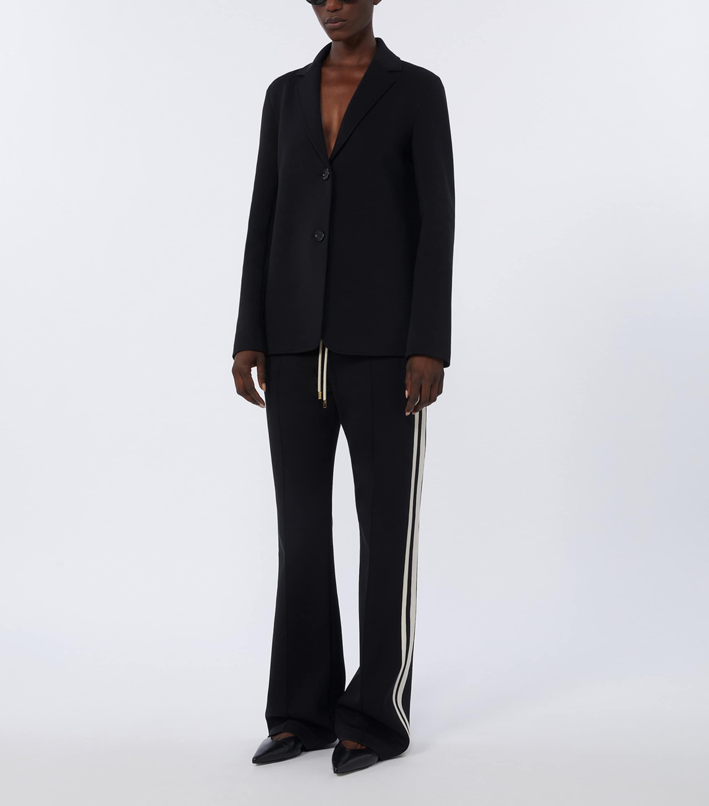 Max Mara Womens Cotton-Blend Flared Sweatpants Black Image 2