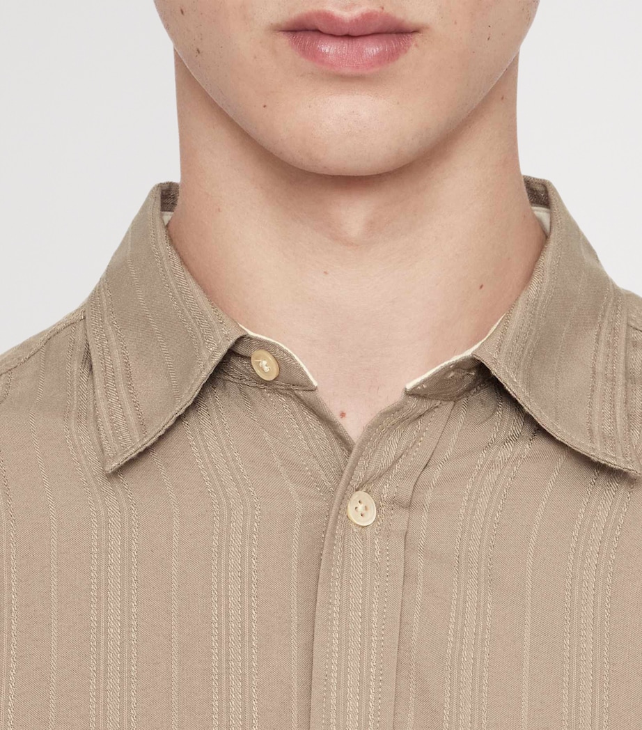 AllSaints Mens Stripe Duke Shirt Mortar Brown Image 8