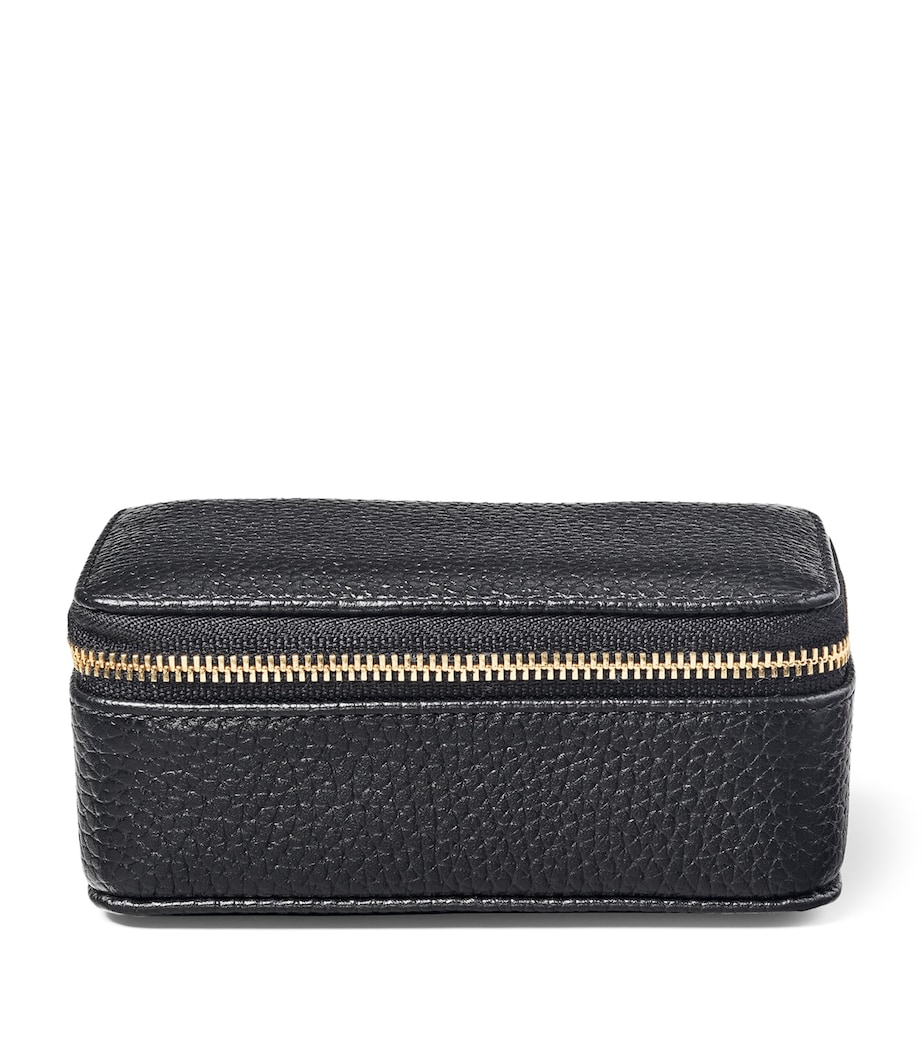 Medium Leather Travel Jewellery Case BLACK Image 1