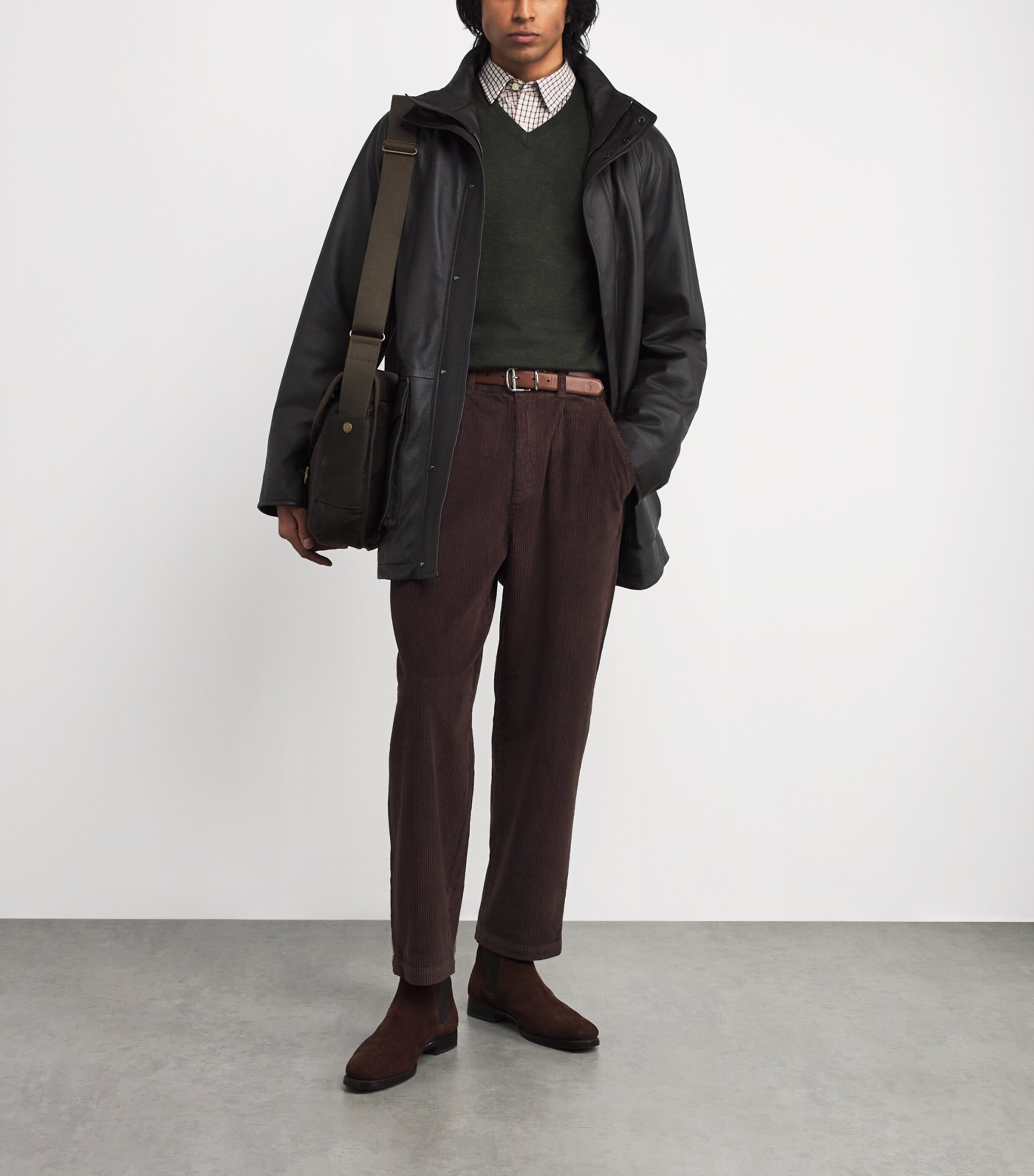 Stretch-Cotton Corduroy Relaxed Trousers DARK OAK Image 2