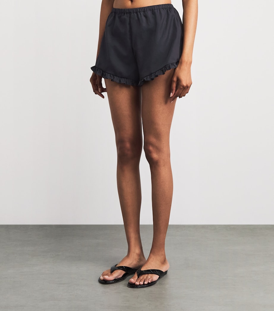 Hunza G Womens Cotton Frill Shorts Black Image 4