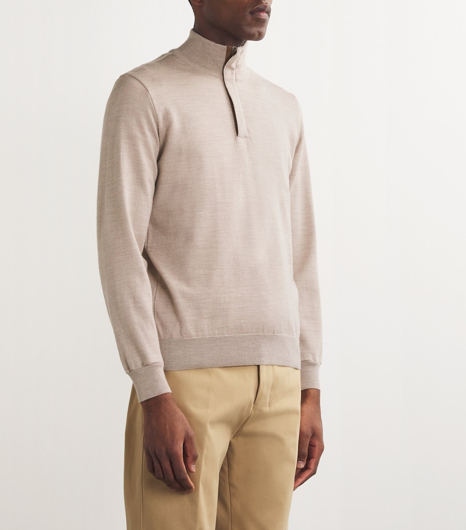 Virgin Wool Half-Zip Sweater 226PINK TINT Image 2