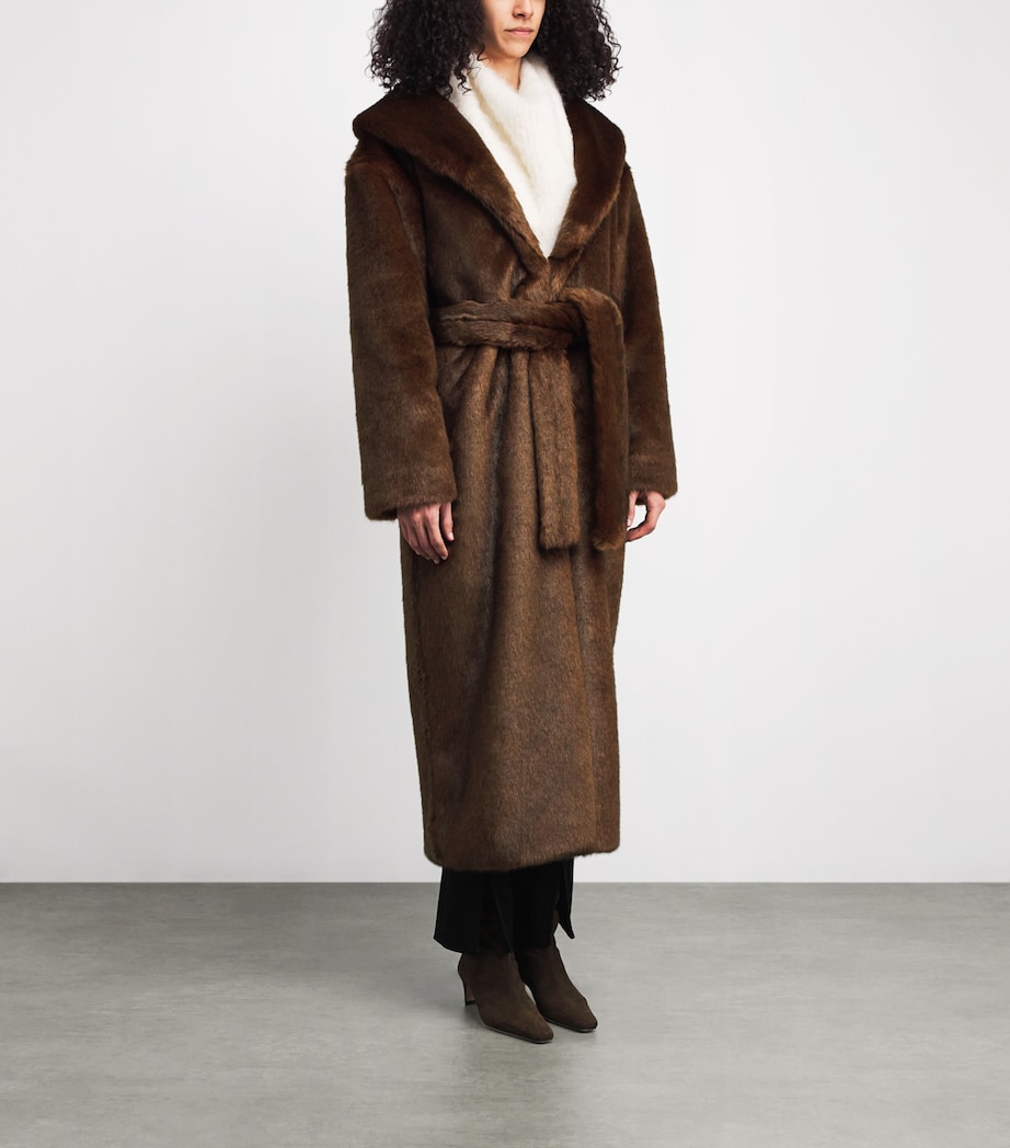 Faux Fur Cariana Coat DARK BROWN Image 3