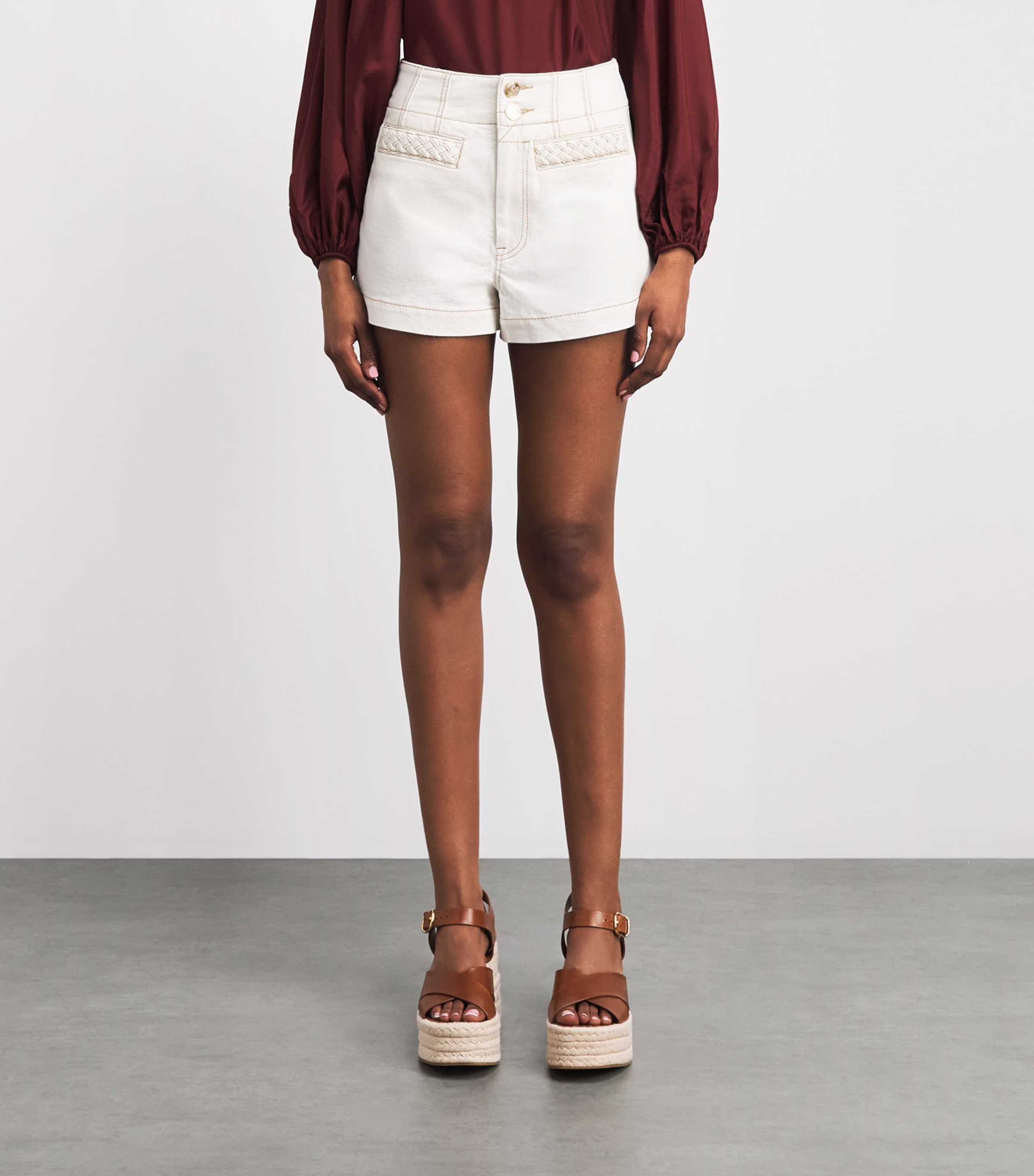 Zimmermann Womens Roselight Denim Shorts Vintage Cream Image 4