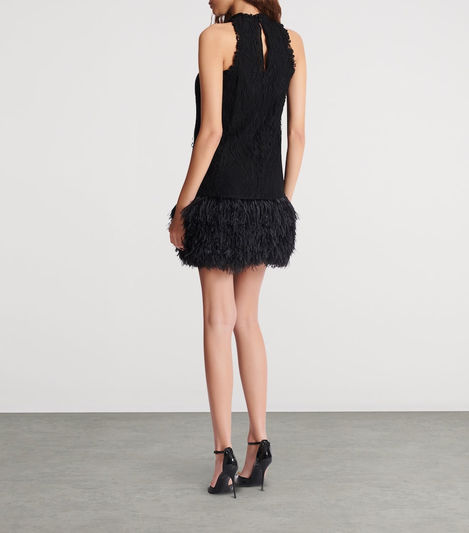 Cotton-Blend Lace and Feather Mini Dress 0PA NOIR Image 4