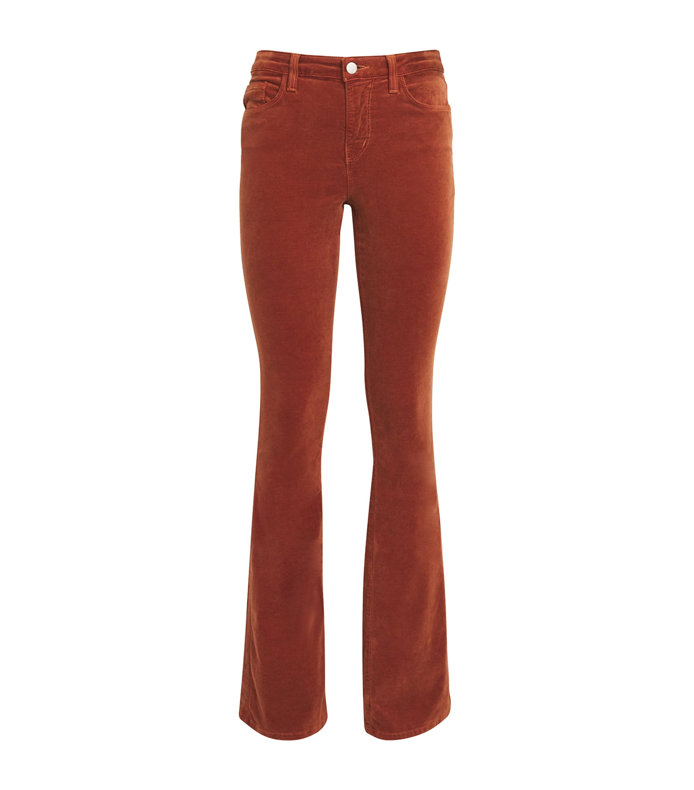 L Agence Velvet Stevie Straight Jeans In Orange