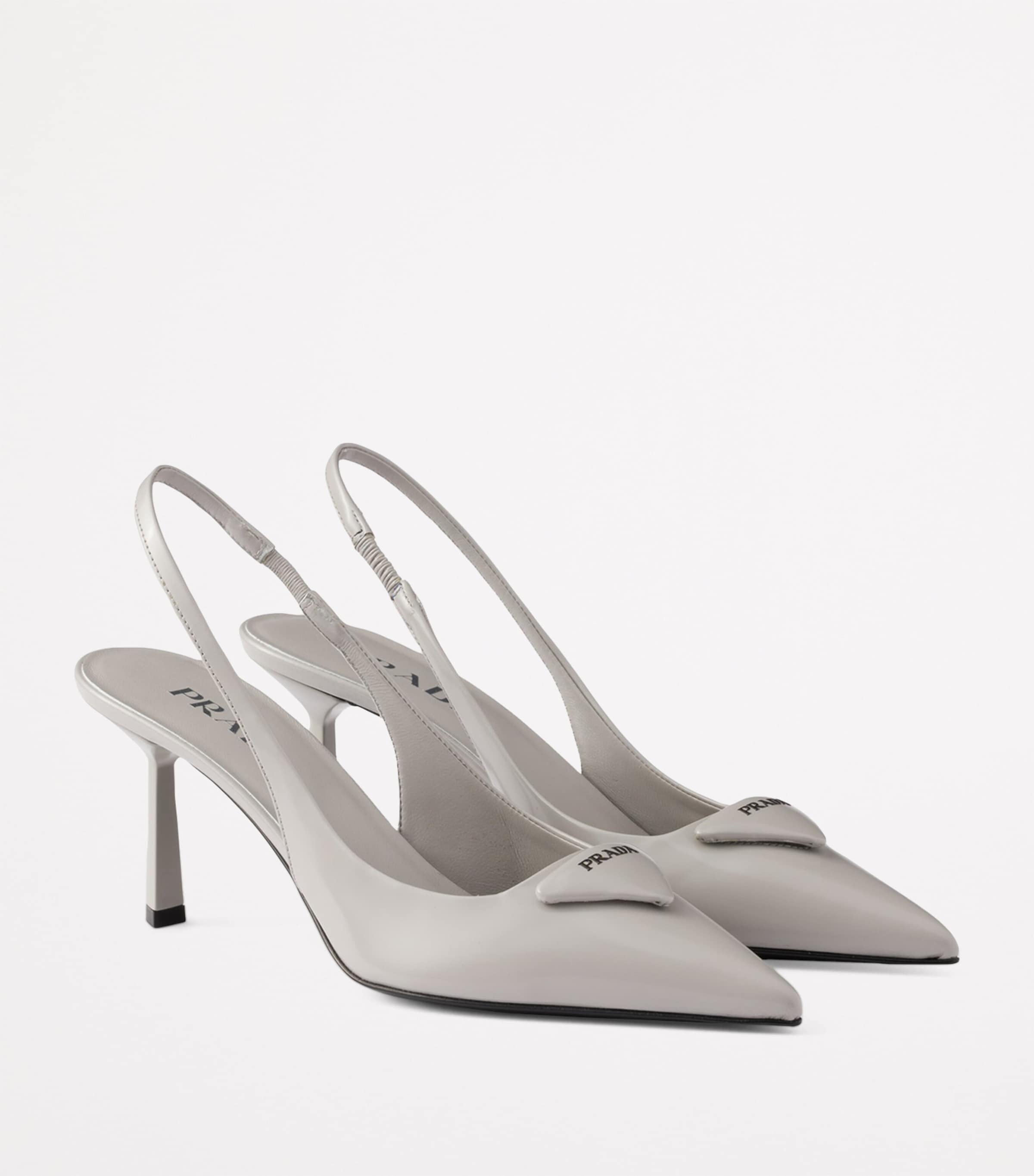 Brushed Leather Slingback Pumps 75 F073X Image 2