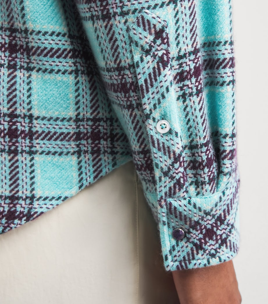 GOD'S TRUE CASHMERE Mens Cashmere Tartan Lagoon Shirt Amethyst Image 3