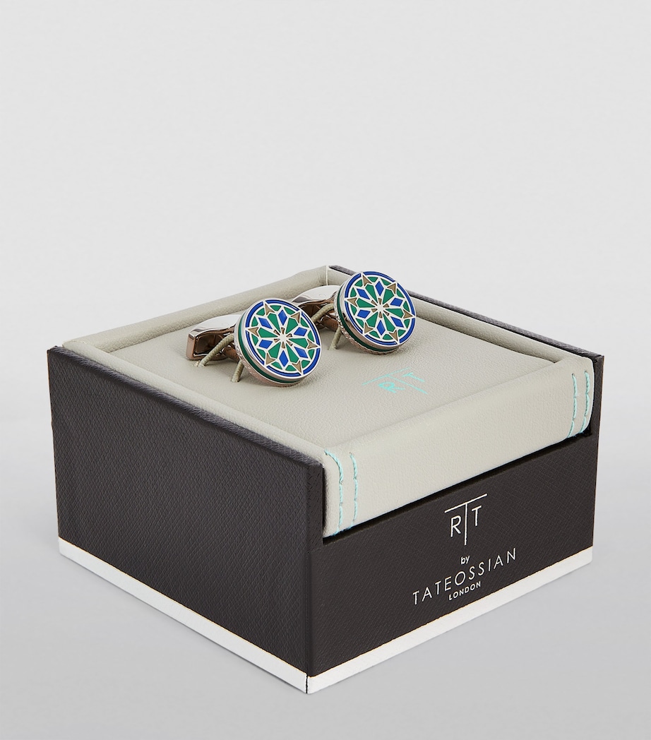 Palladium-Plated Lhasa Mandala Cufflinks SILVER/ MULTI Image 2