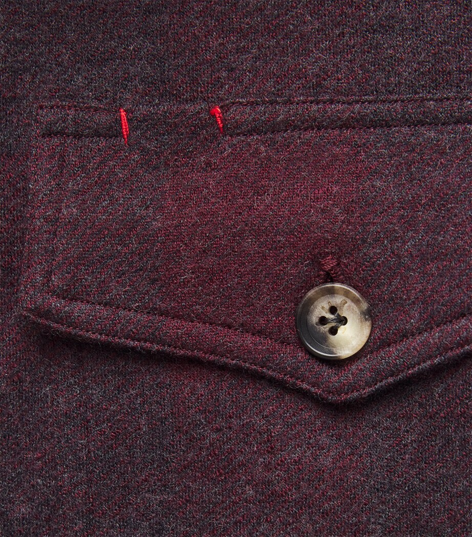 Isaia Mens Wool Check Overshirt Image 6