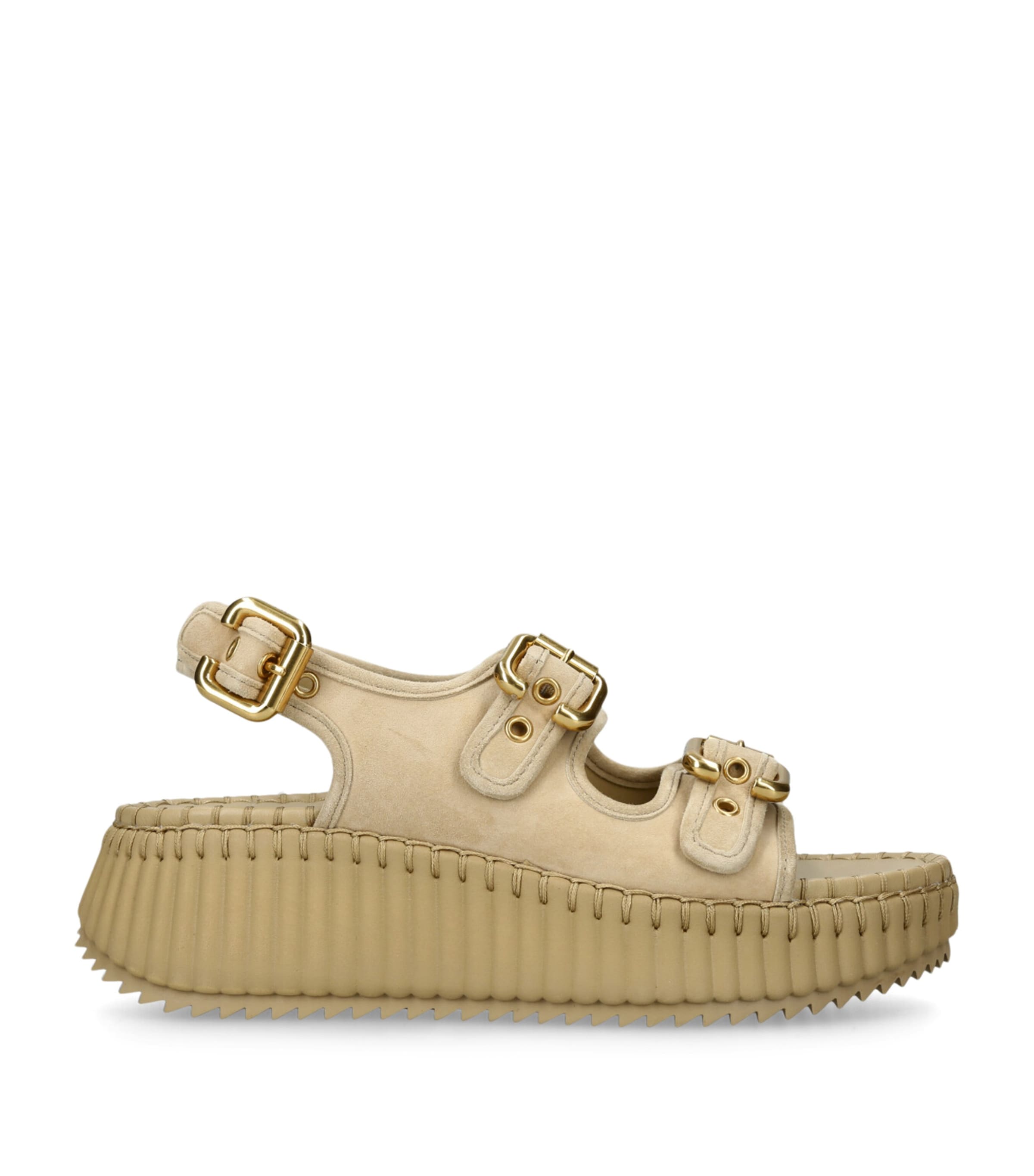 Chloé Gold Suede Nama Platform Sandals 60 | Harrods AU
