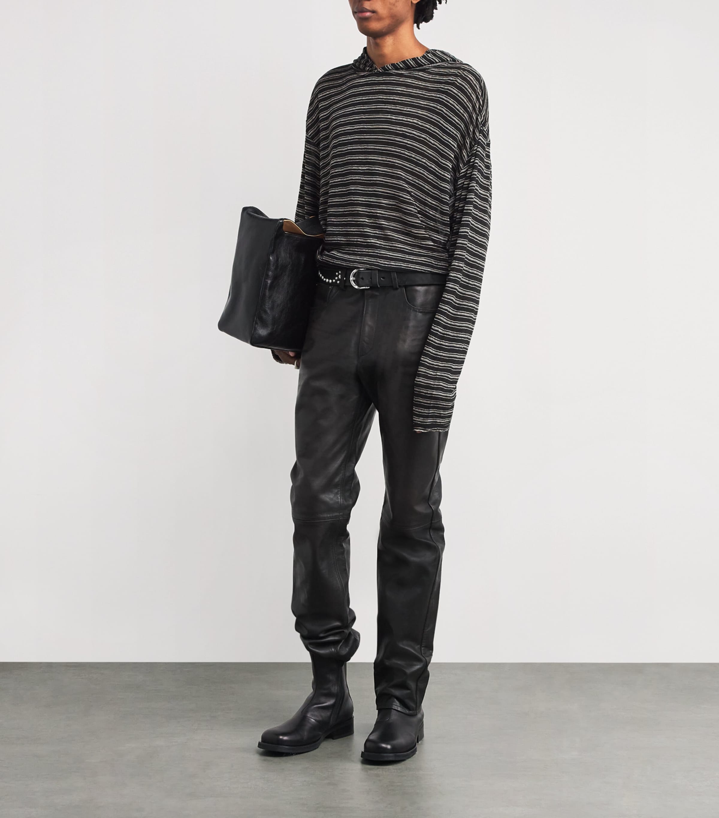 Leather Slim Jeans BLACK & BROWN Image 2