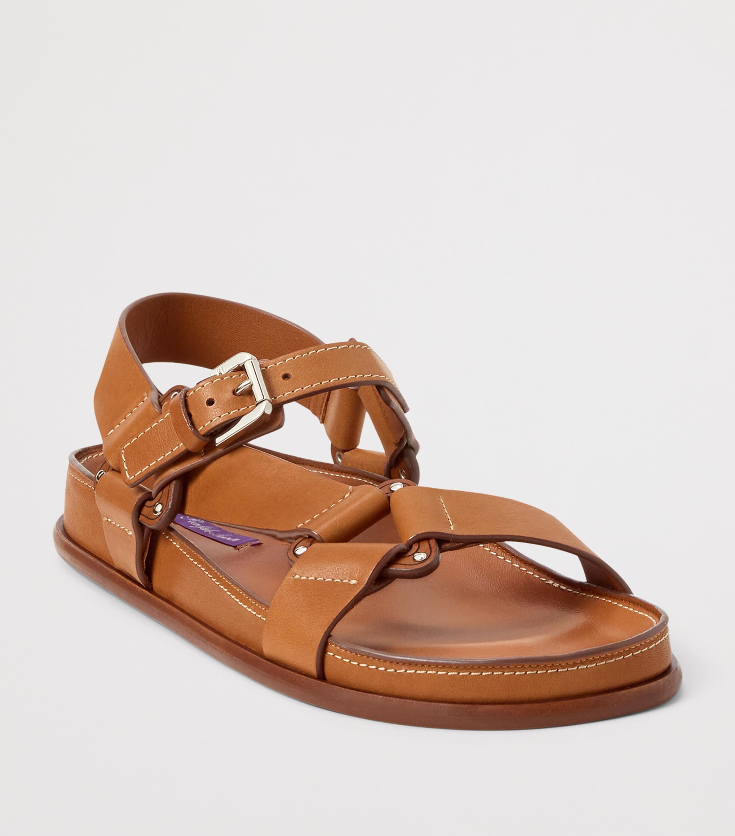 Leather Nolen Flat Sandals RL GOLD Image 3