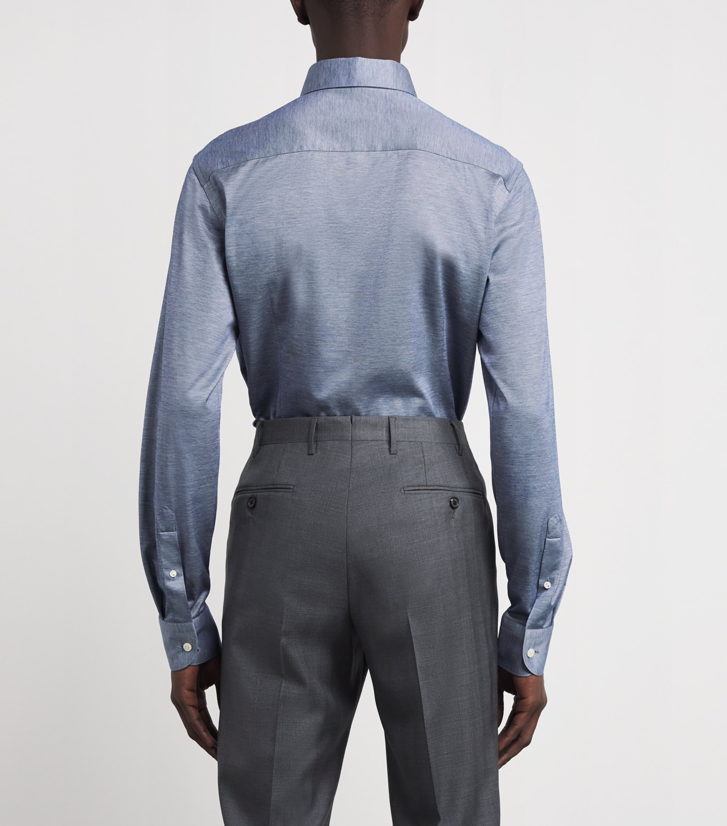 Eton Mens Cotton Filo di Scozia Shirt Dark Blue Image 4