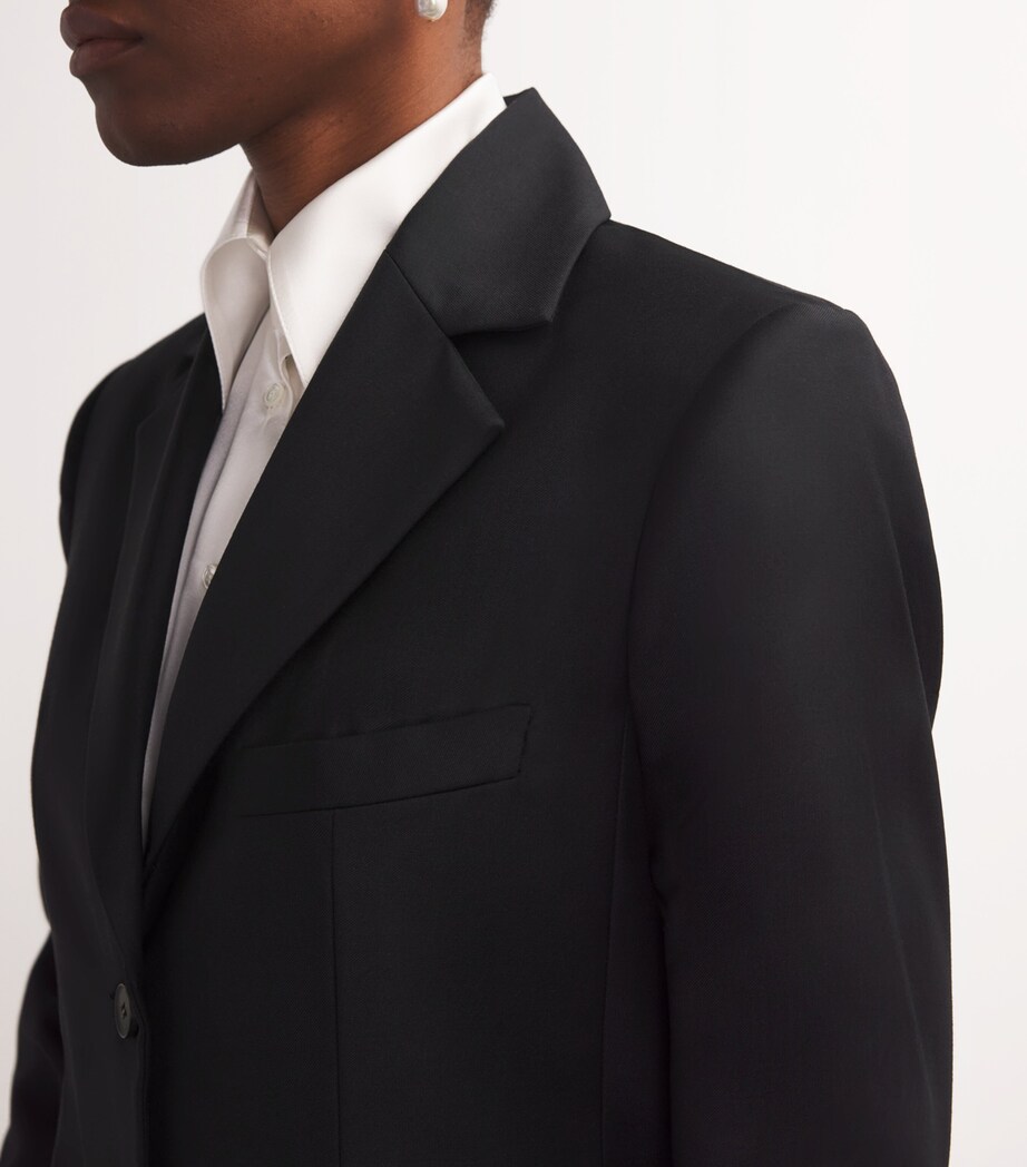 Wool Single-Breasted Blazer BLACK Image 6