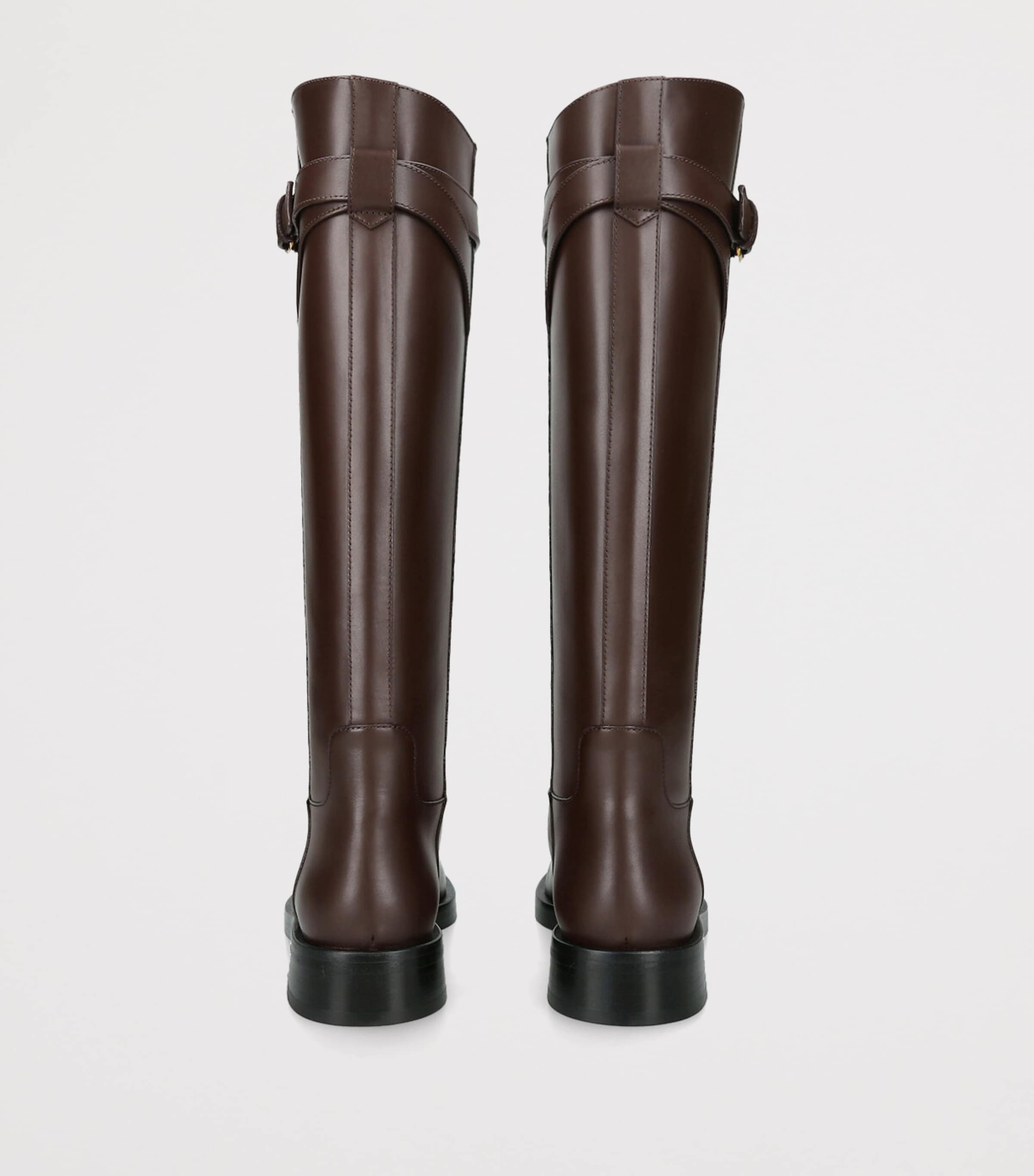 Leather Signature VLogo Riding Boots 30 DARK BROWN Image 2