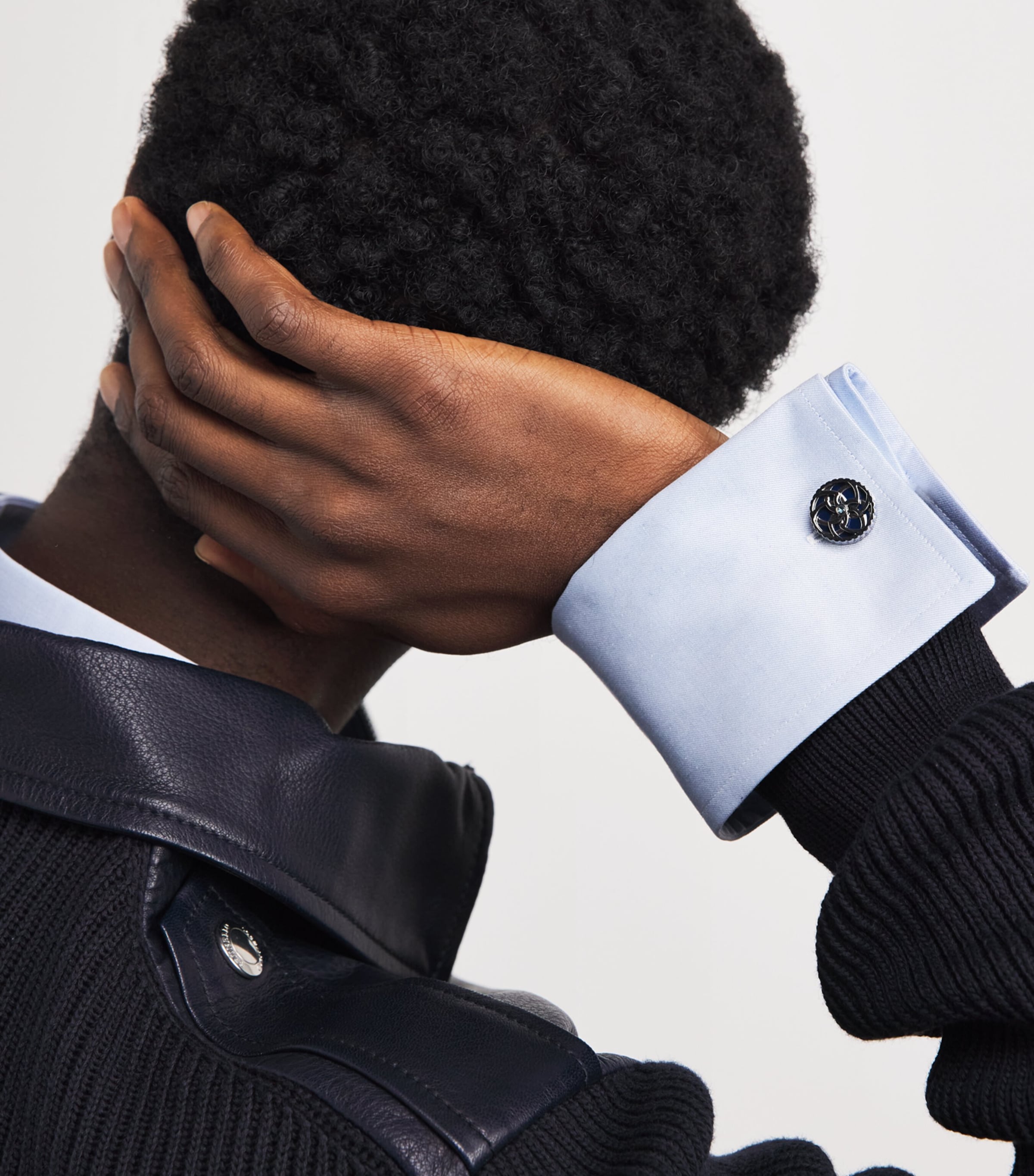 Tateossian Gunmetal and Palladium Trinity Cufflinks Navy Image 2