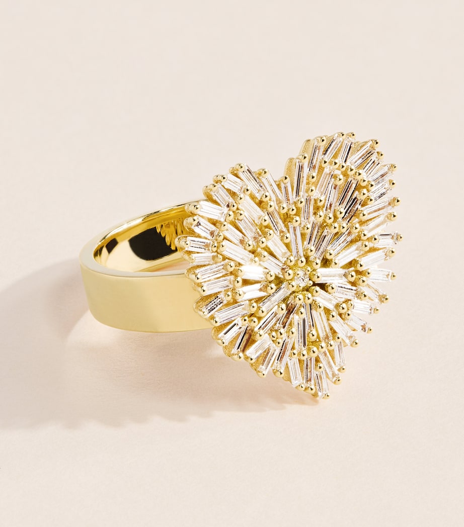 Suzanne Kalan Yellow Gold and Diamond Classic Medium Heart Ring Yg/wd Image 3