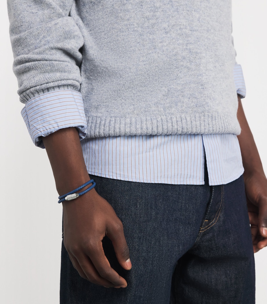 Leather Hexade Pop Braided Bracelet SILVER/ BLUE Image 2