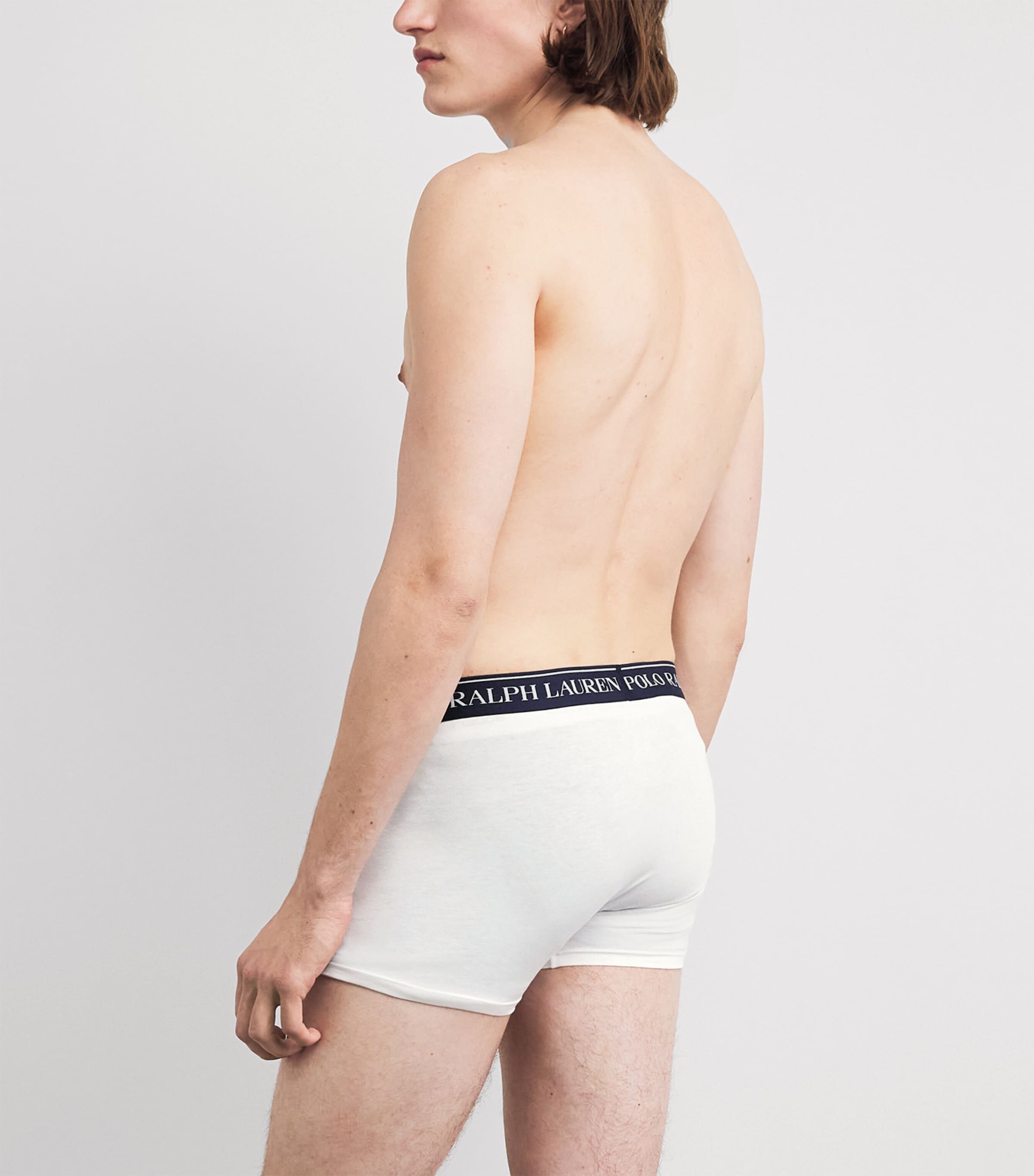 Polo Ralph Lauren Mens Stretch-Cotton Classic Trunks (Pack of 3) Paper Wht/office Blu Image 3