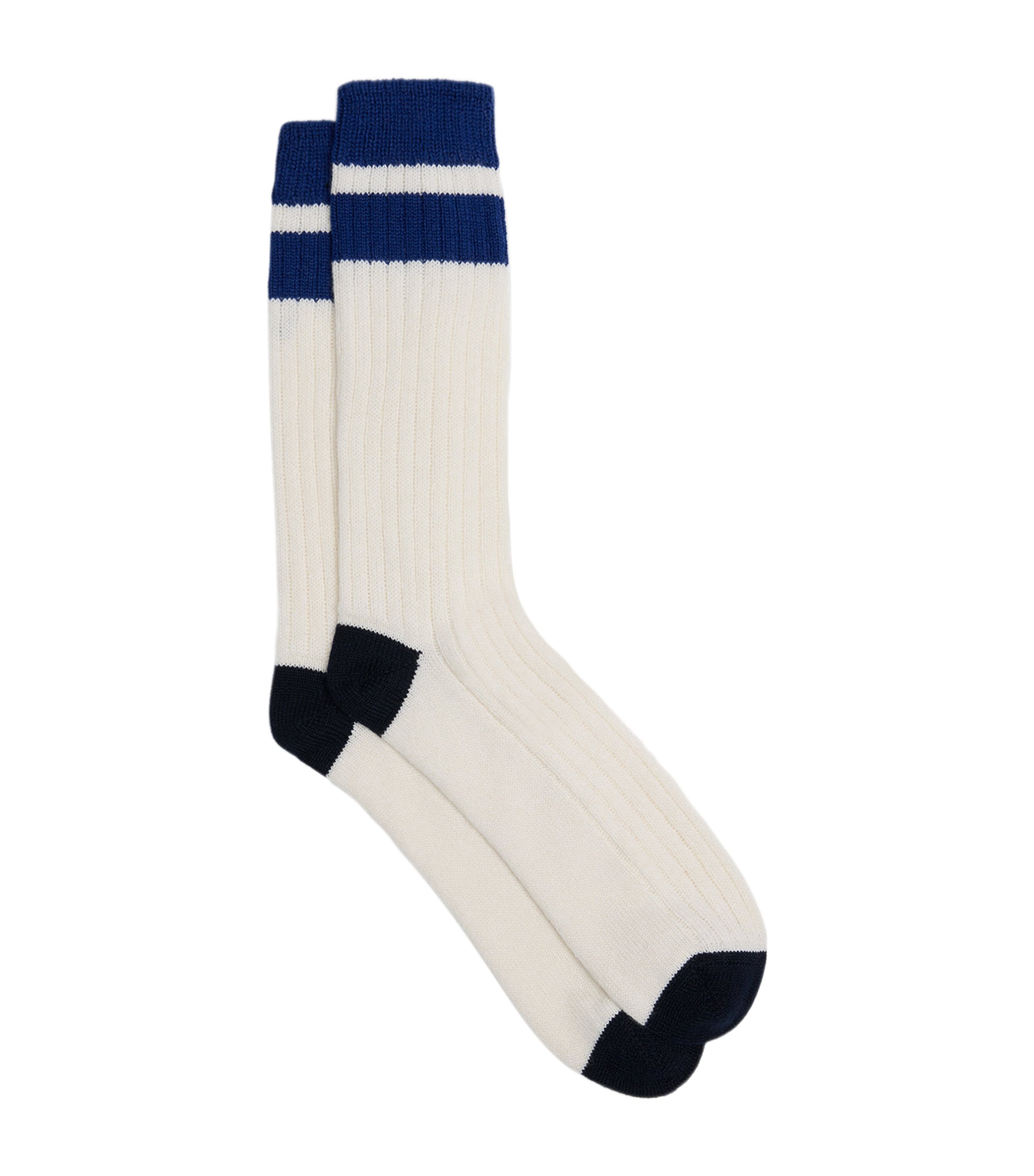 Dunhill Mens Cashmere-Cotton Stripe Socks Blue Image 1