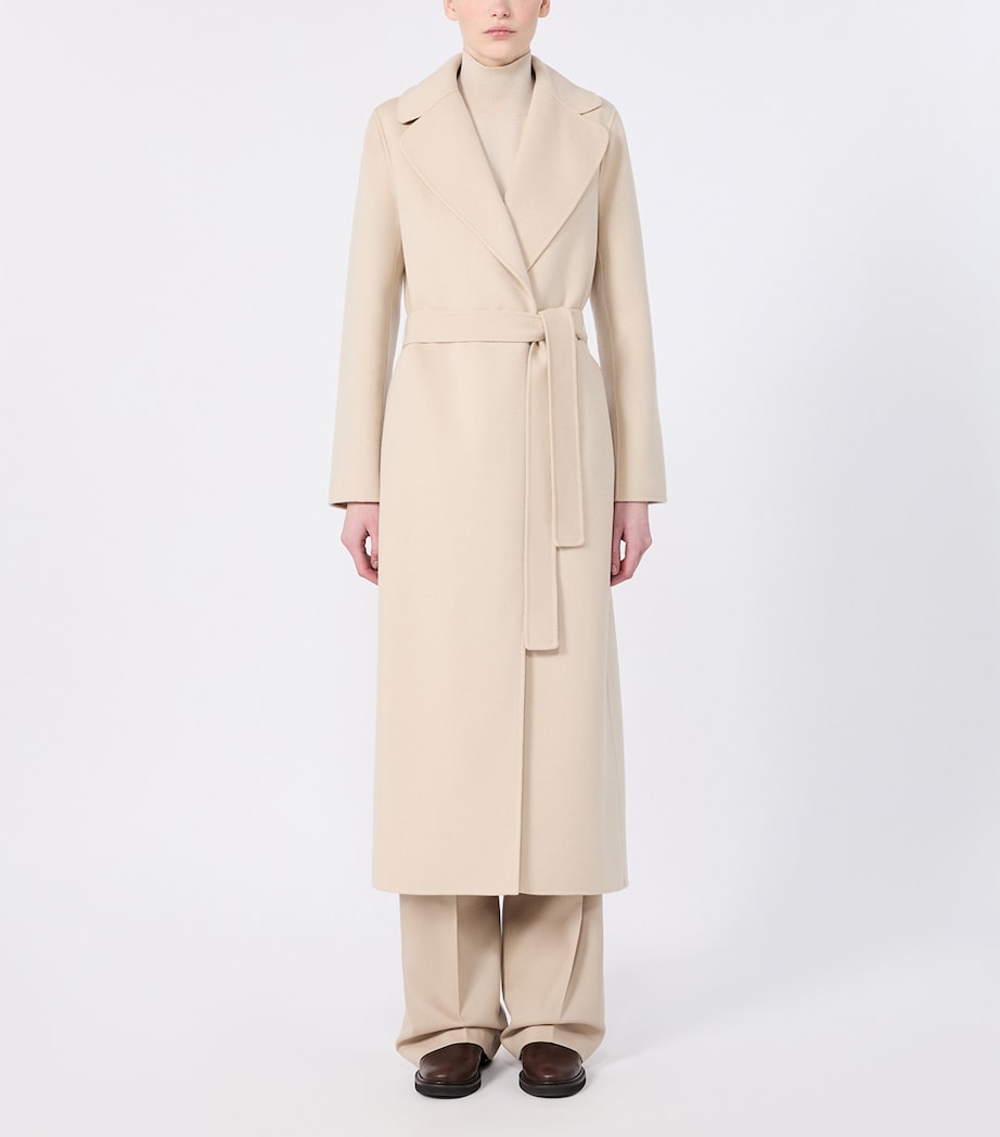 Max Mara Womens Virgin Wool Wrap Coat Albino Image 3