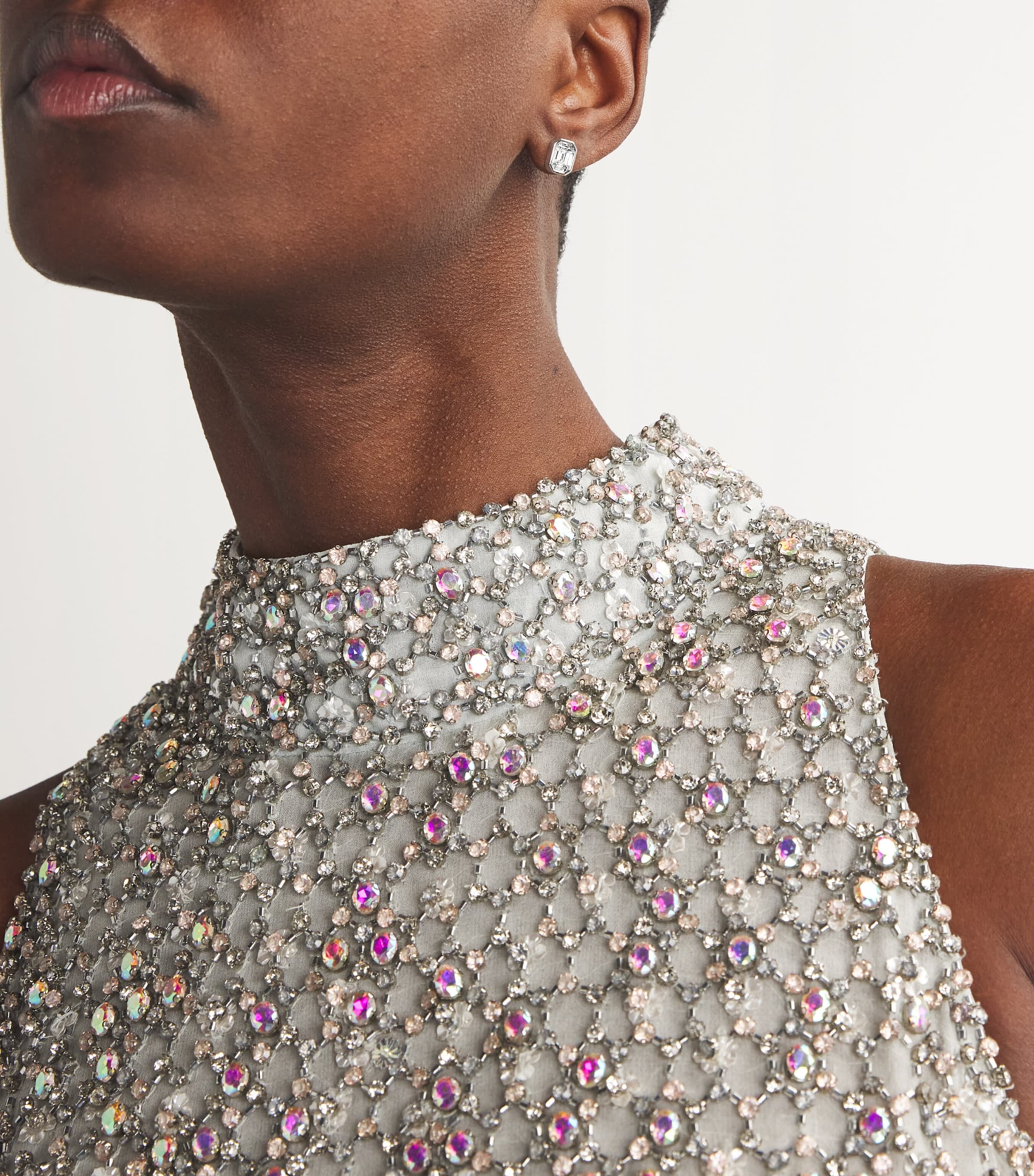 White Gold and Diamond Illusion Stud Earrings WHITE GOLD Image 2