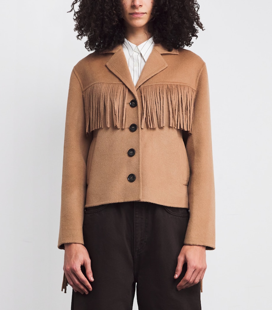 Wool-Blend Fringe Ashleigh Jacket CAMEL Image 3