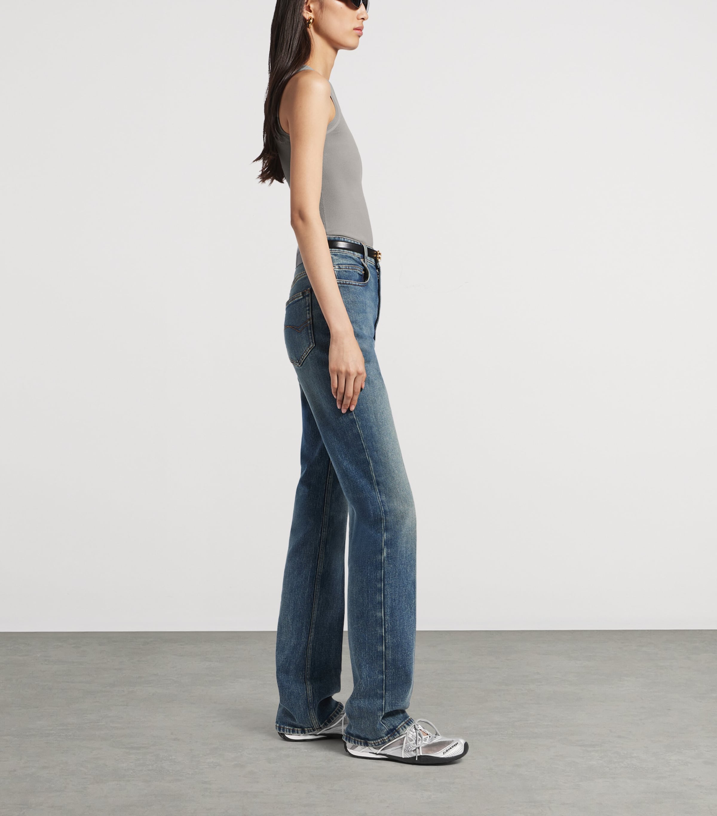 Balenciaga Womens Ribbed Logo Tank Top Image 4