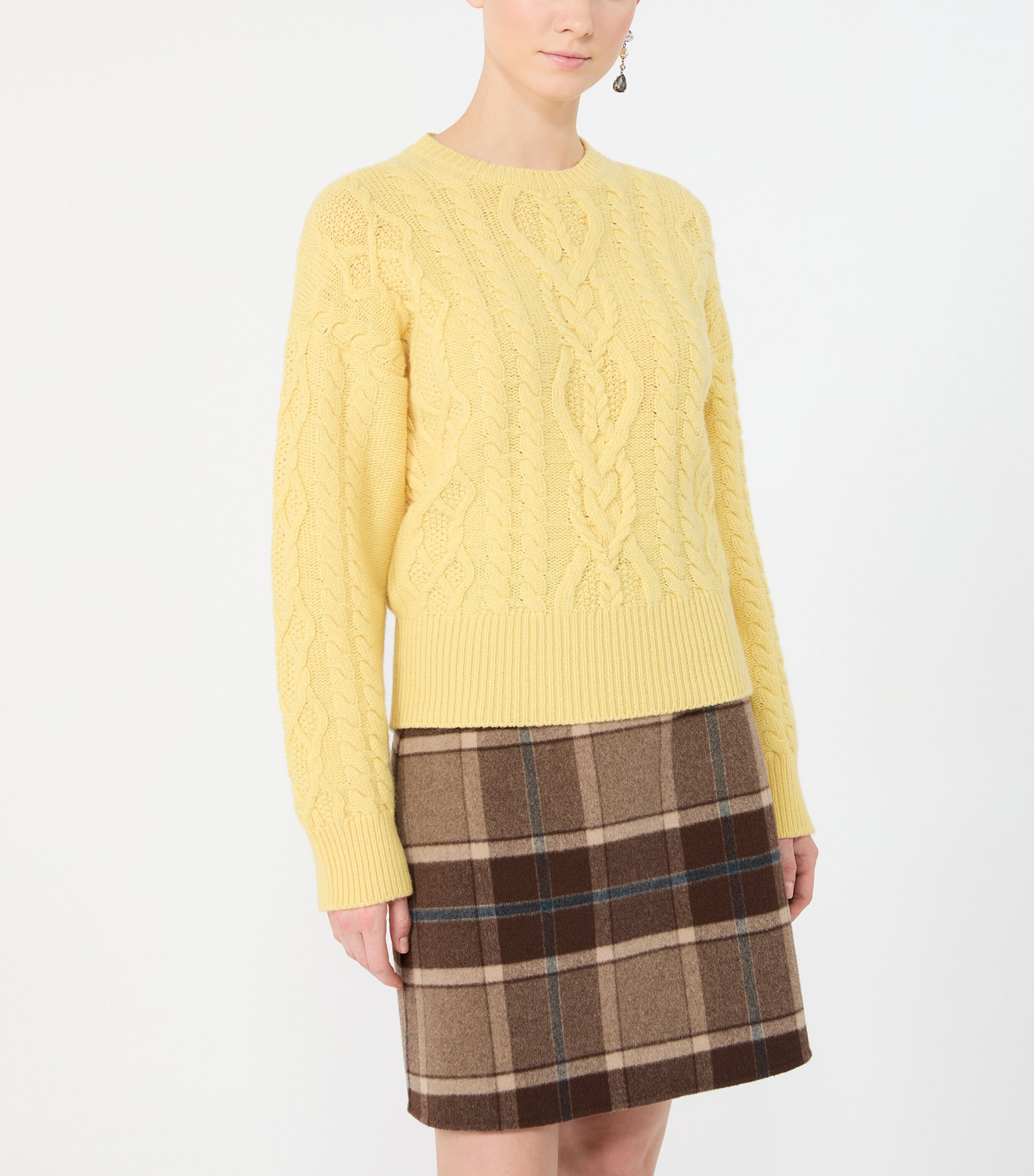 Weekend Max Mara Womens Wool Cable Knit Sweater Honey Image 5
