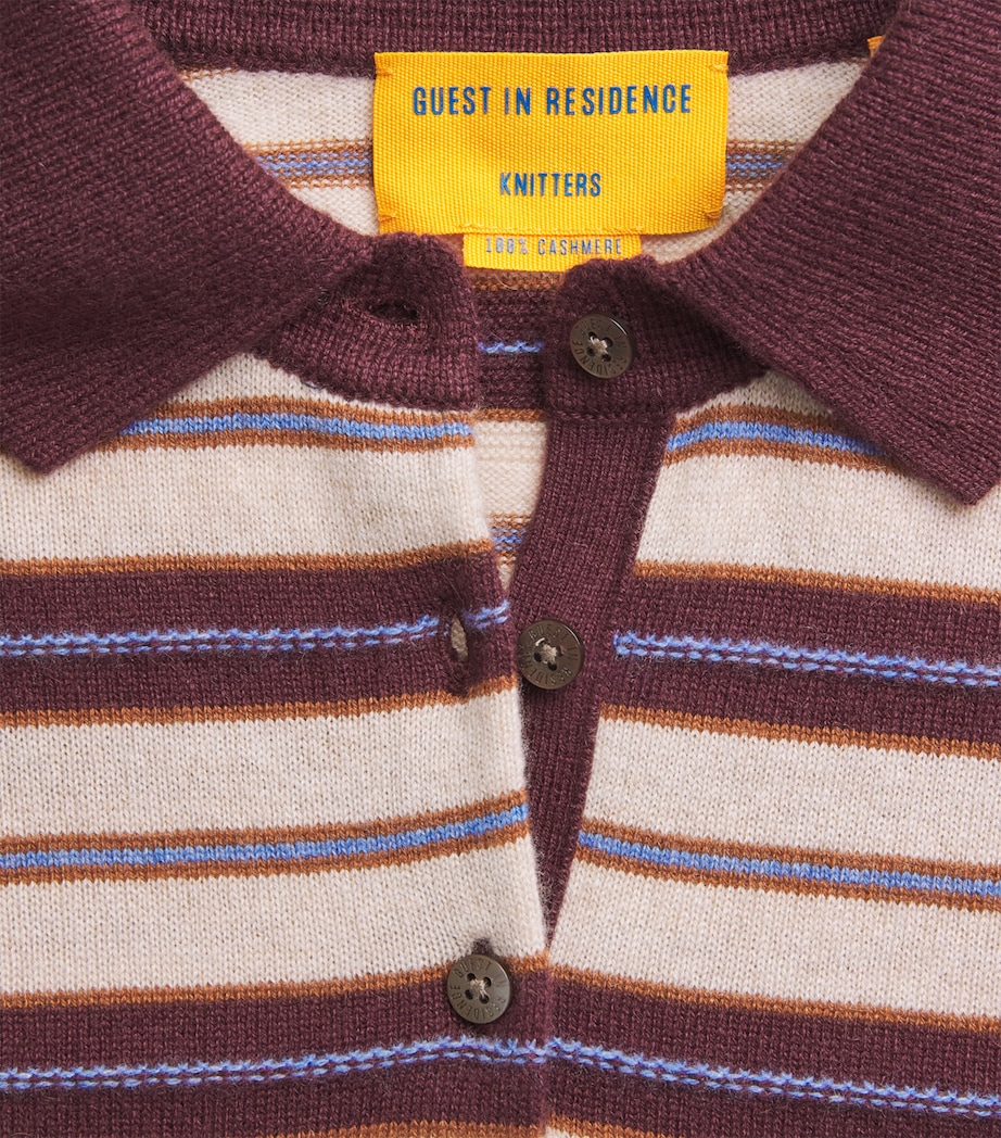 Guest In Residence Womens Cashmere Collegiate Stripe Polo Sweater Fig Combo Figco Image 6