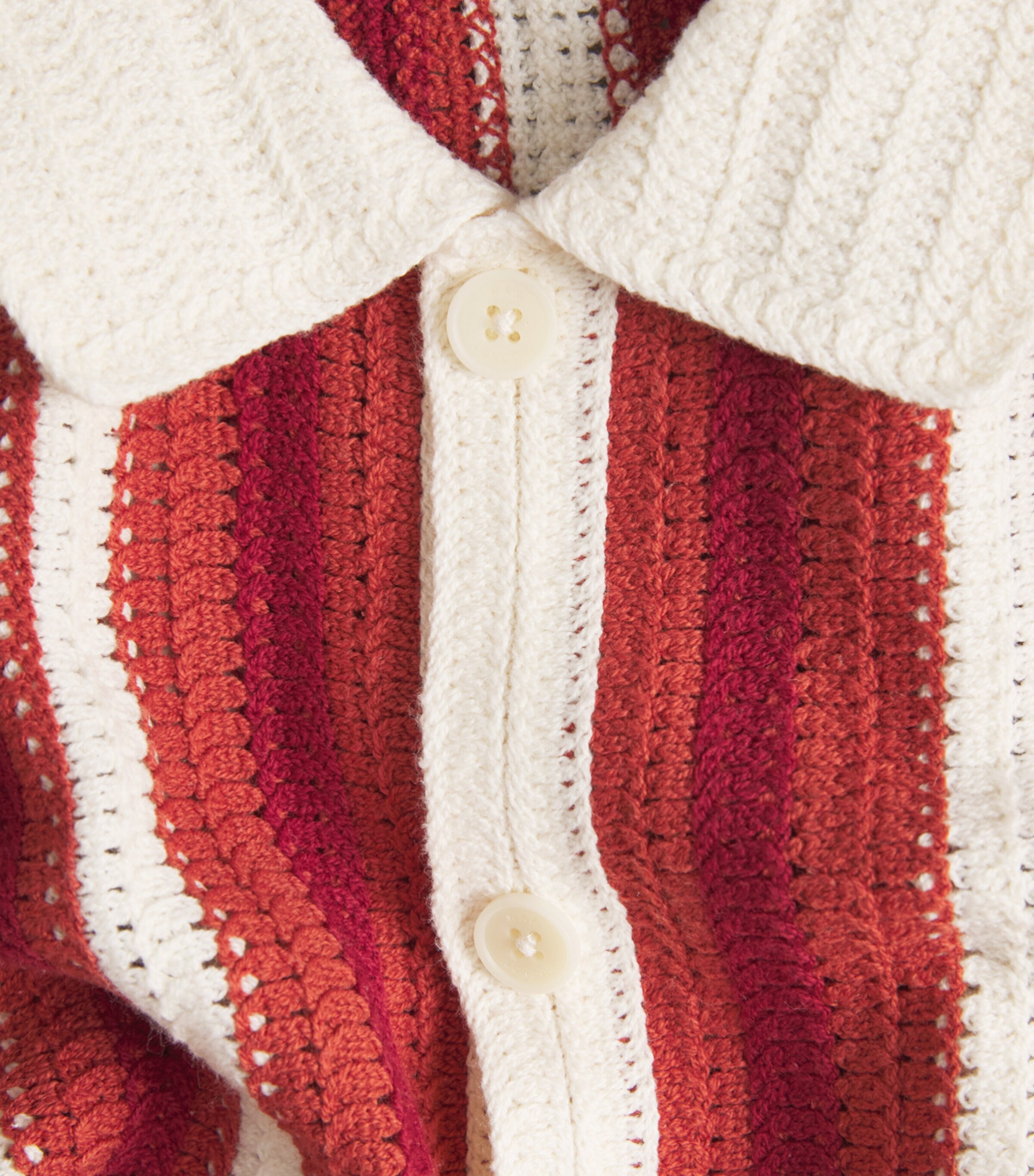 Wax London Mens Crochet Stripe Shirt Ecru / Orange Image 6