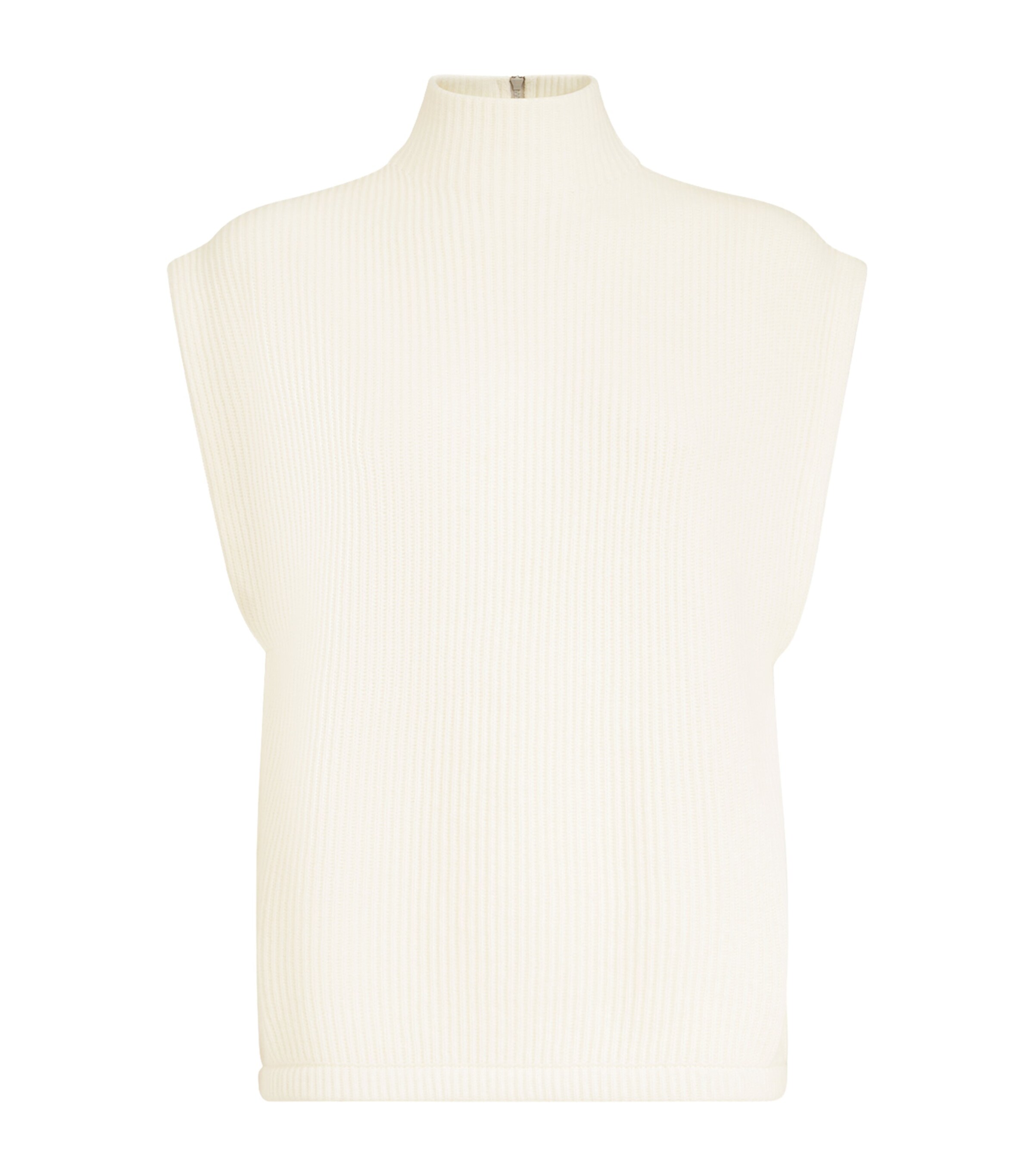 Cashmere Monili Zip-Up Rollneck Sweater Vest CKR53 Image 8