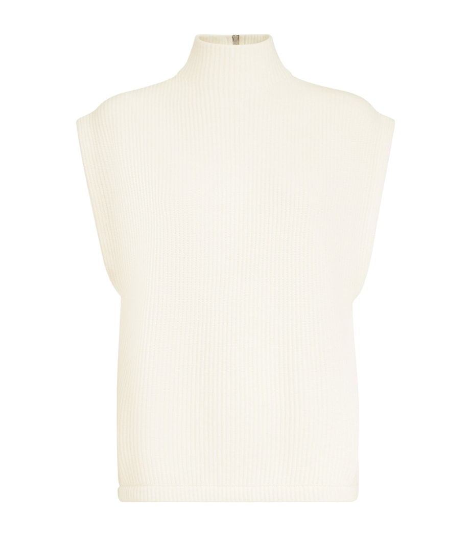 Cashmere Monili Zip-Up Rollneck Sweater Vest CKR53 Image 8