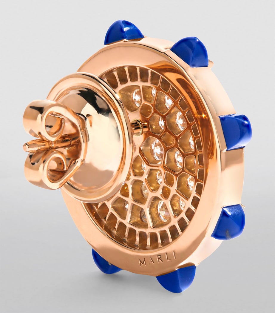 Rose Gold, Diamond and Lapis Lazuli Tip-Top Statement Earrings ROSE GOLD Image 3
