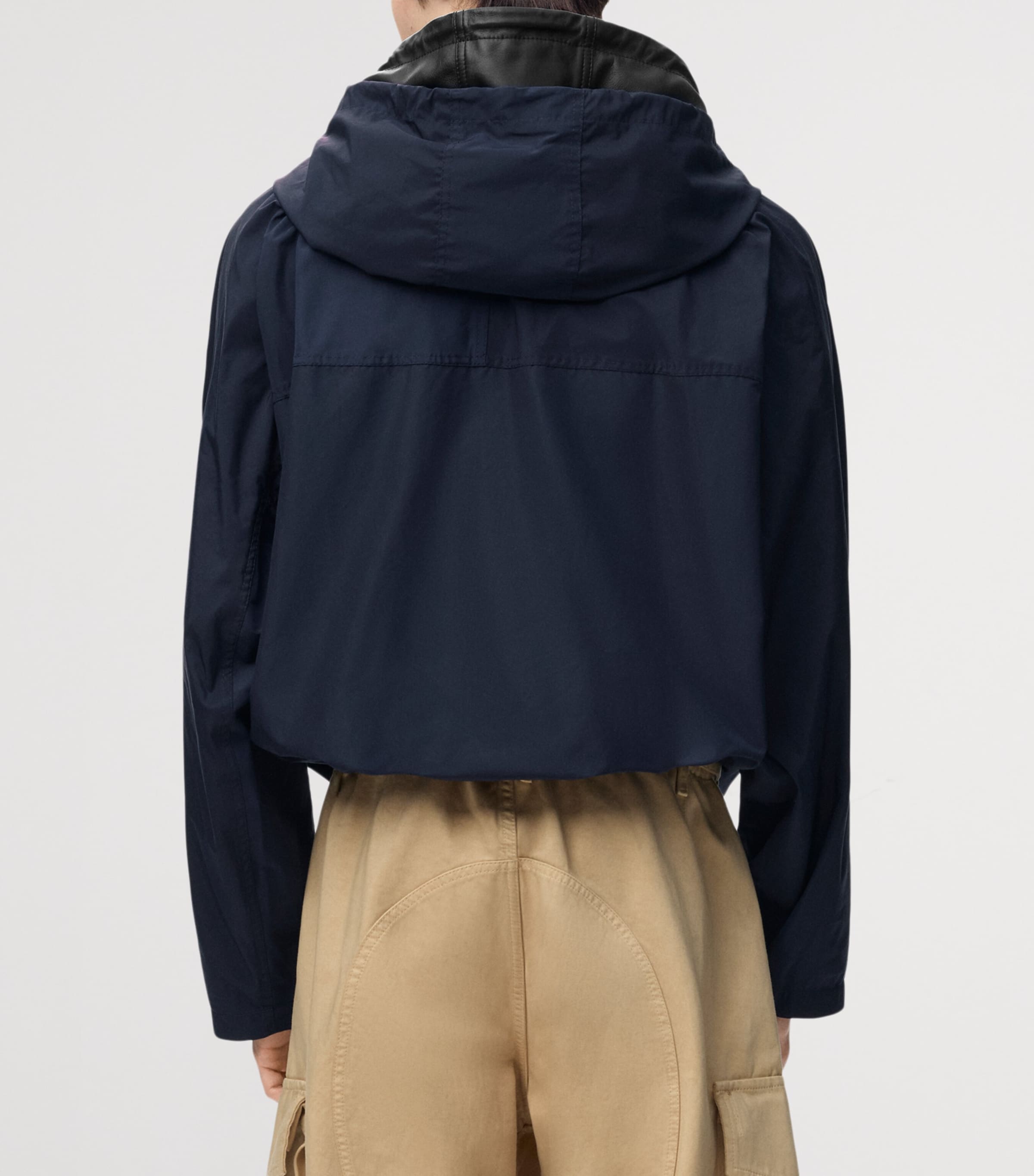 LOEWE Mens Layered-Neck Hooded Jacket Navy/black Image 4