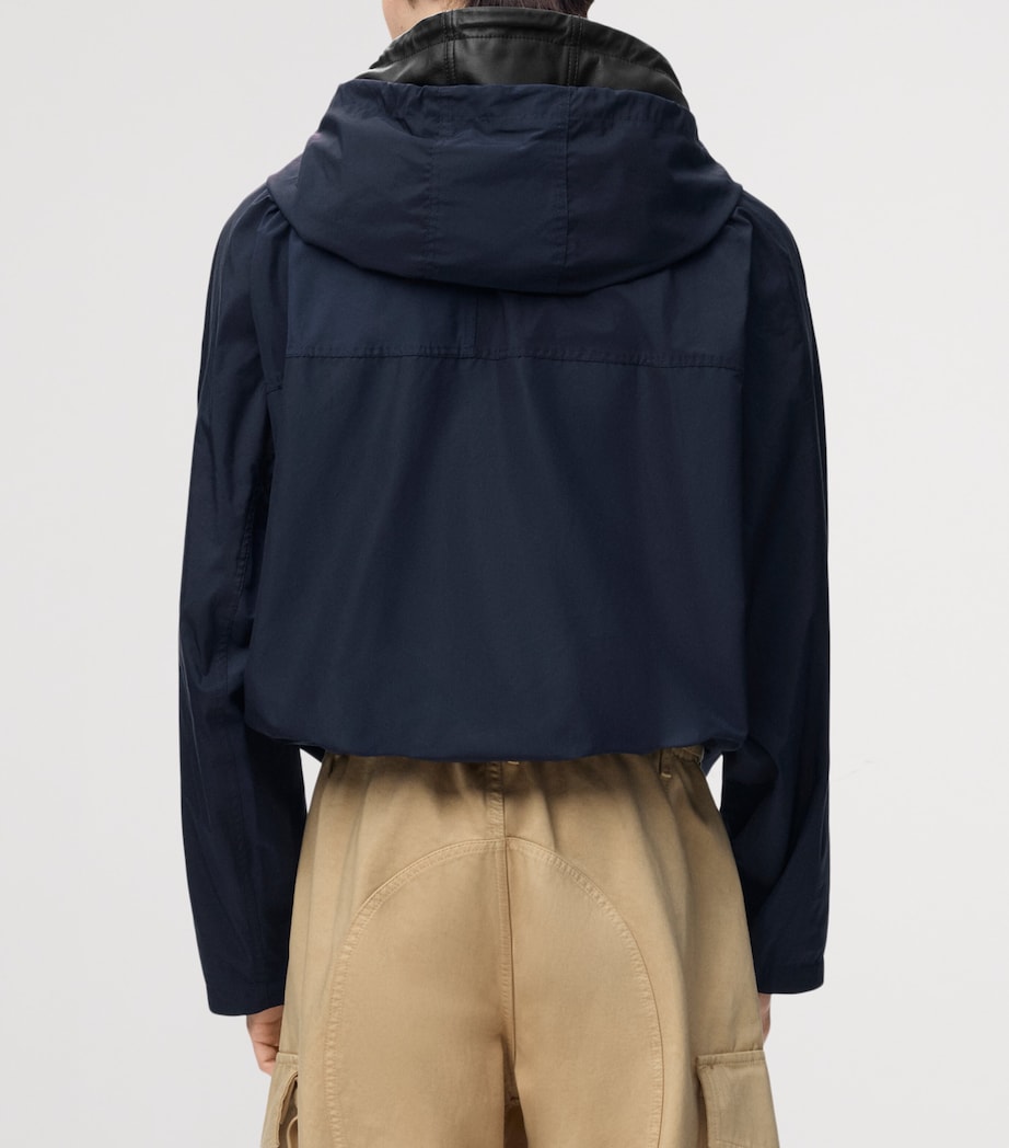LOEWE Mens Layered-Neck Hooded Jacket Navy/black Image 4