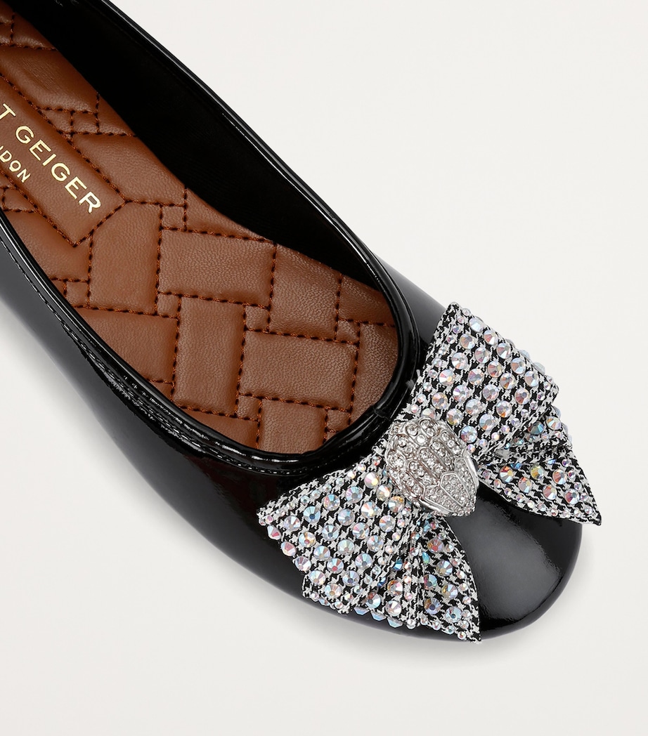 Patent Leather Mini Eagle Bow Ballet Flats BLACK Image 3