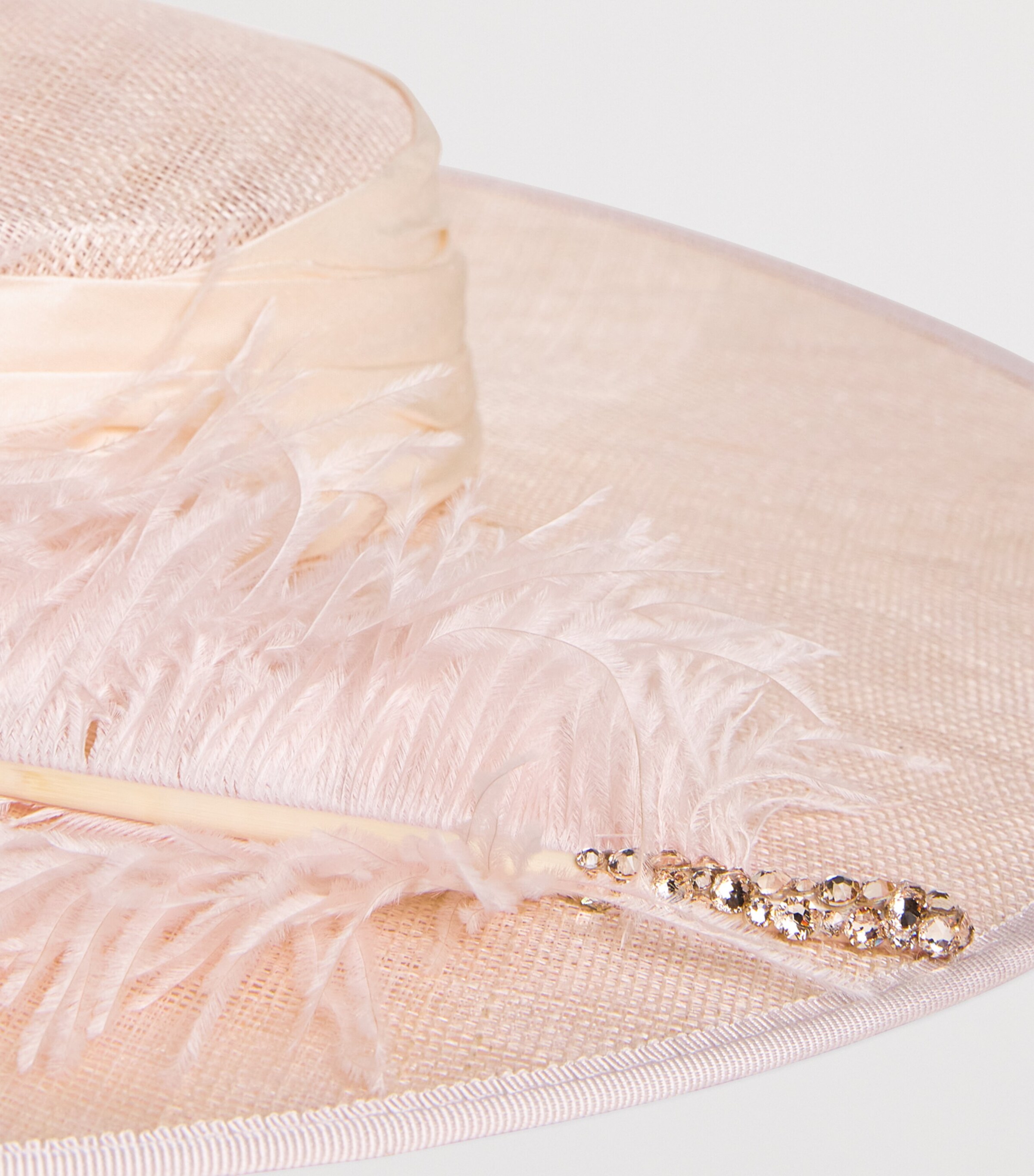 Feather-Trim Bellini Hat BLUSH Image 5