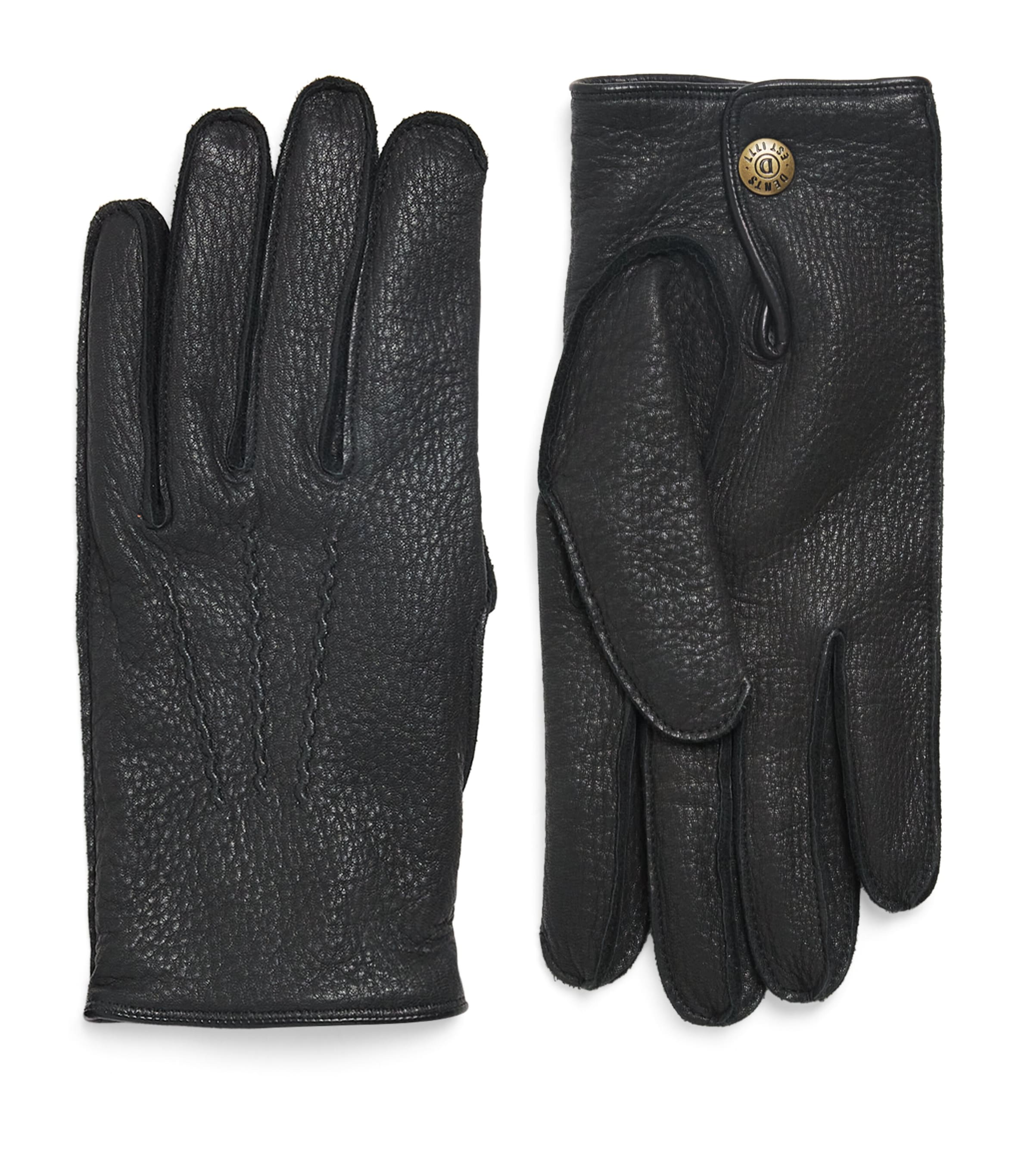 Grained Deerskin Gloves BLACK Image 1
