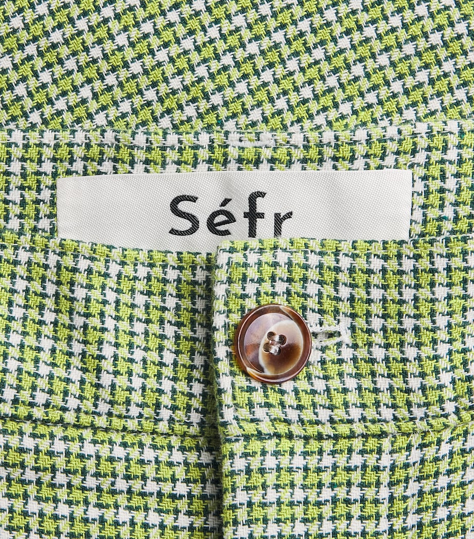 Séfr Mens Houndstooth Nasedo Shorts Soft Green Check Image 6